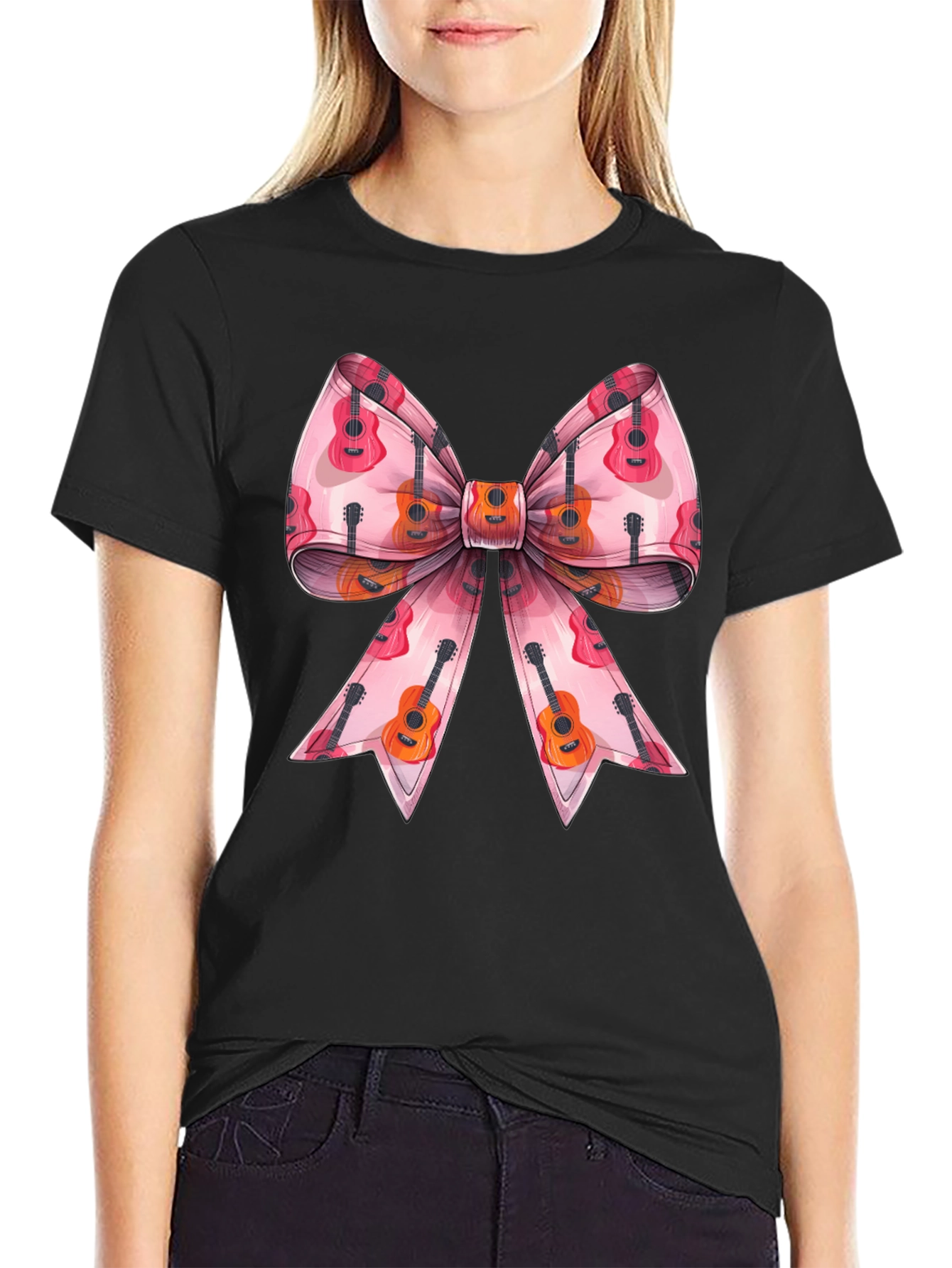 Guitar Bow Graphic Tee - Music Lover Fashion