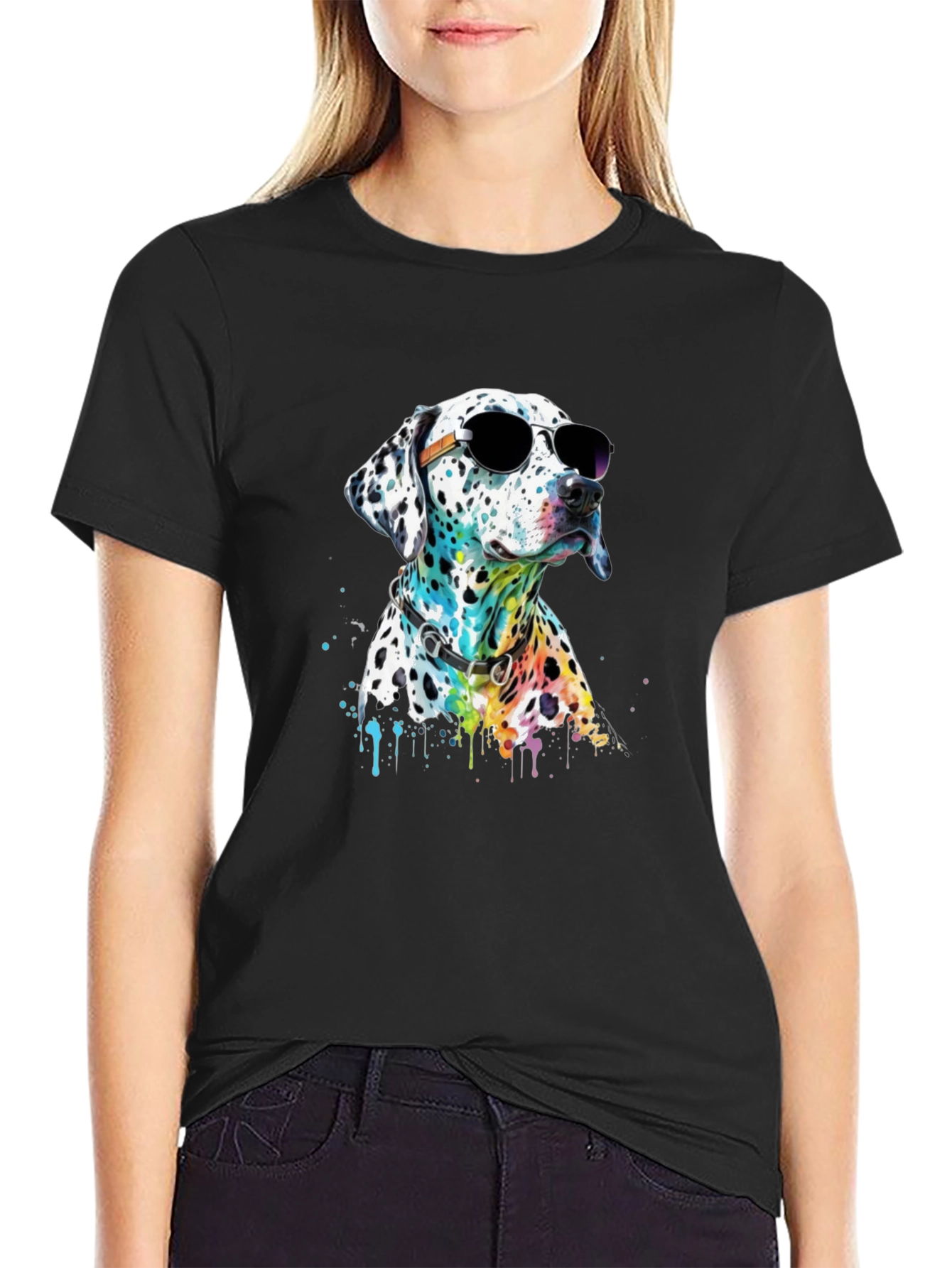 Cool Dalmatian Dog T-Shirt - Black