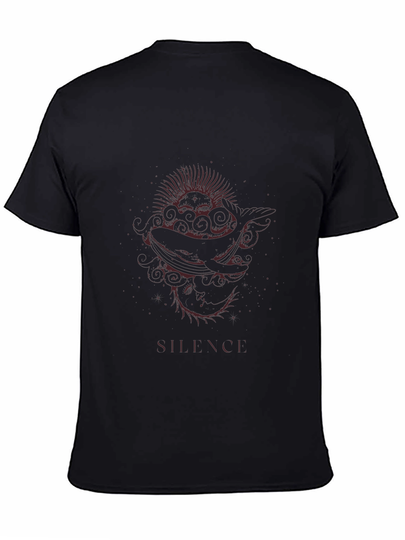 Silence Whale Graphic Tee - Black Cotton T-Shirt