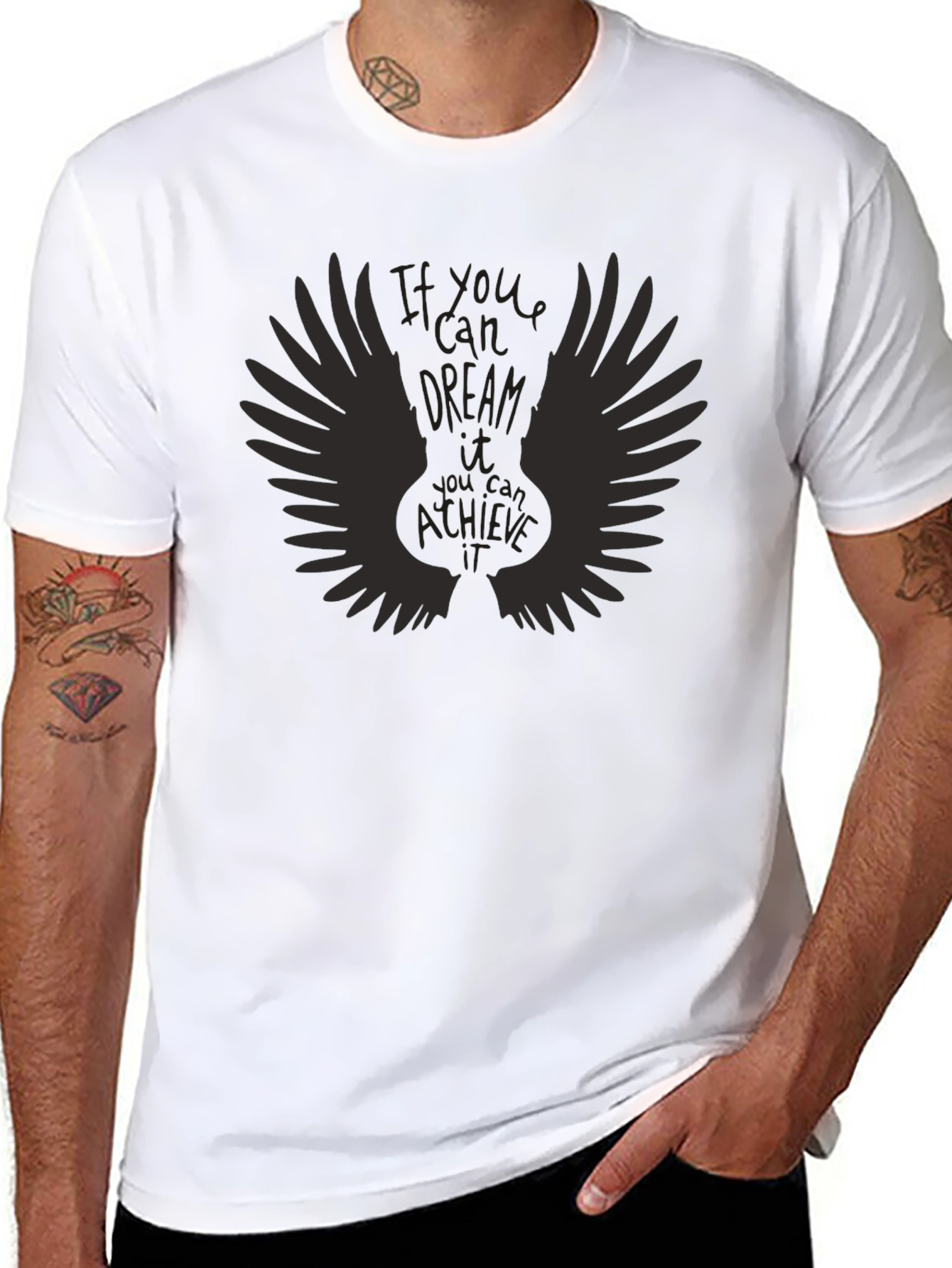 Dream Achieve Wings Graphic Tee - Black
