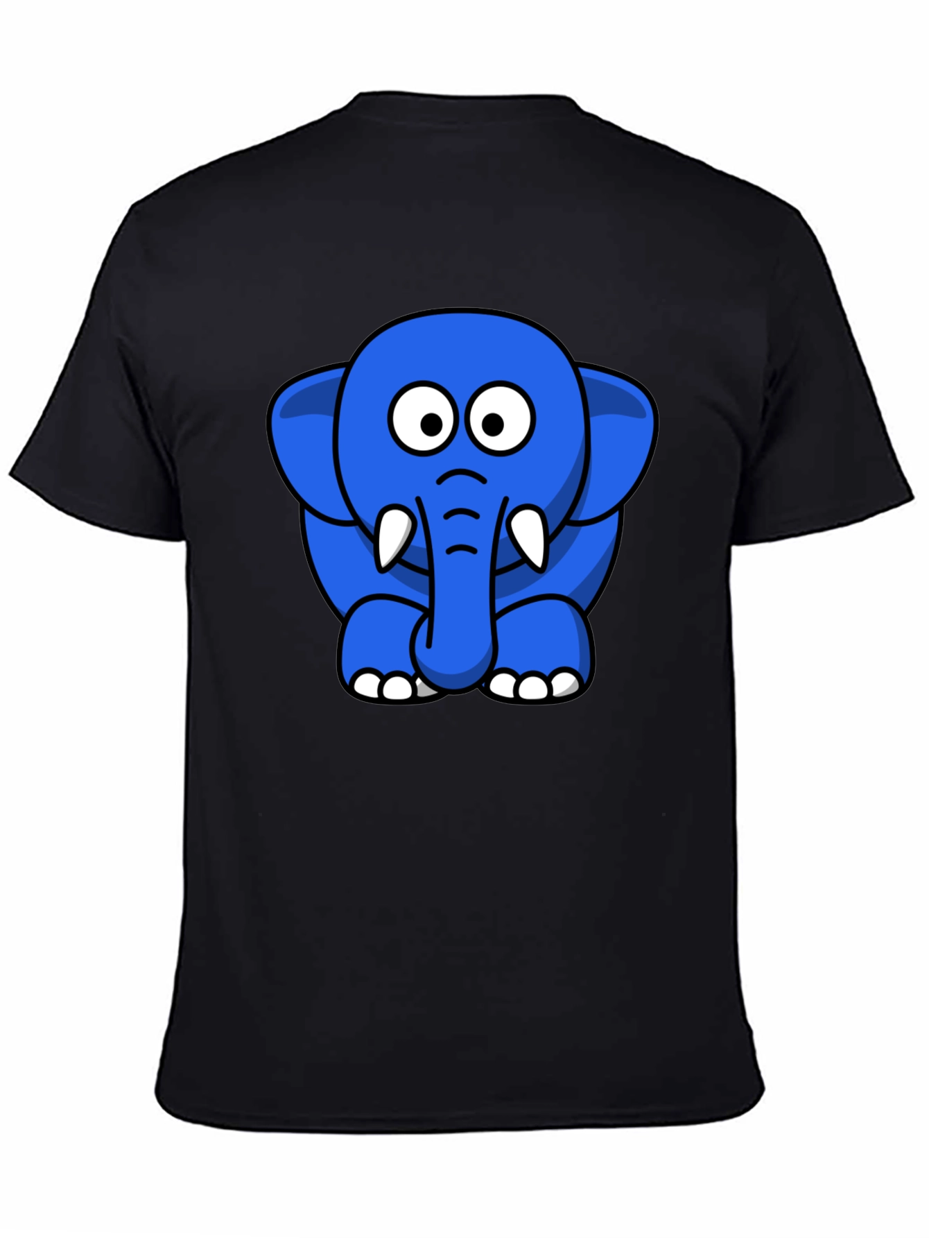 Blue Elephant Cartoon Graphic T-Shirt
