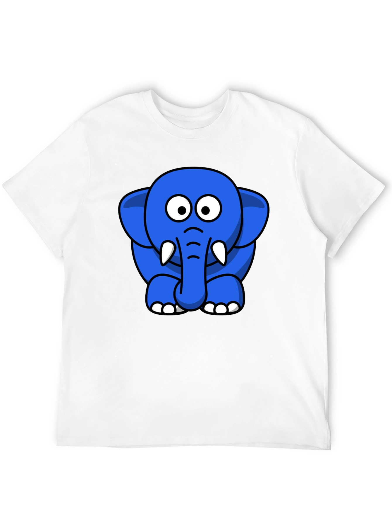 Blue Elephant Cartoon Graphic T-Shirt