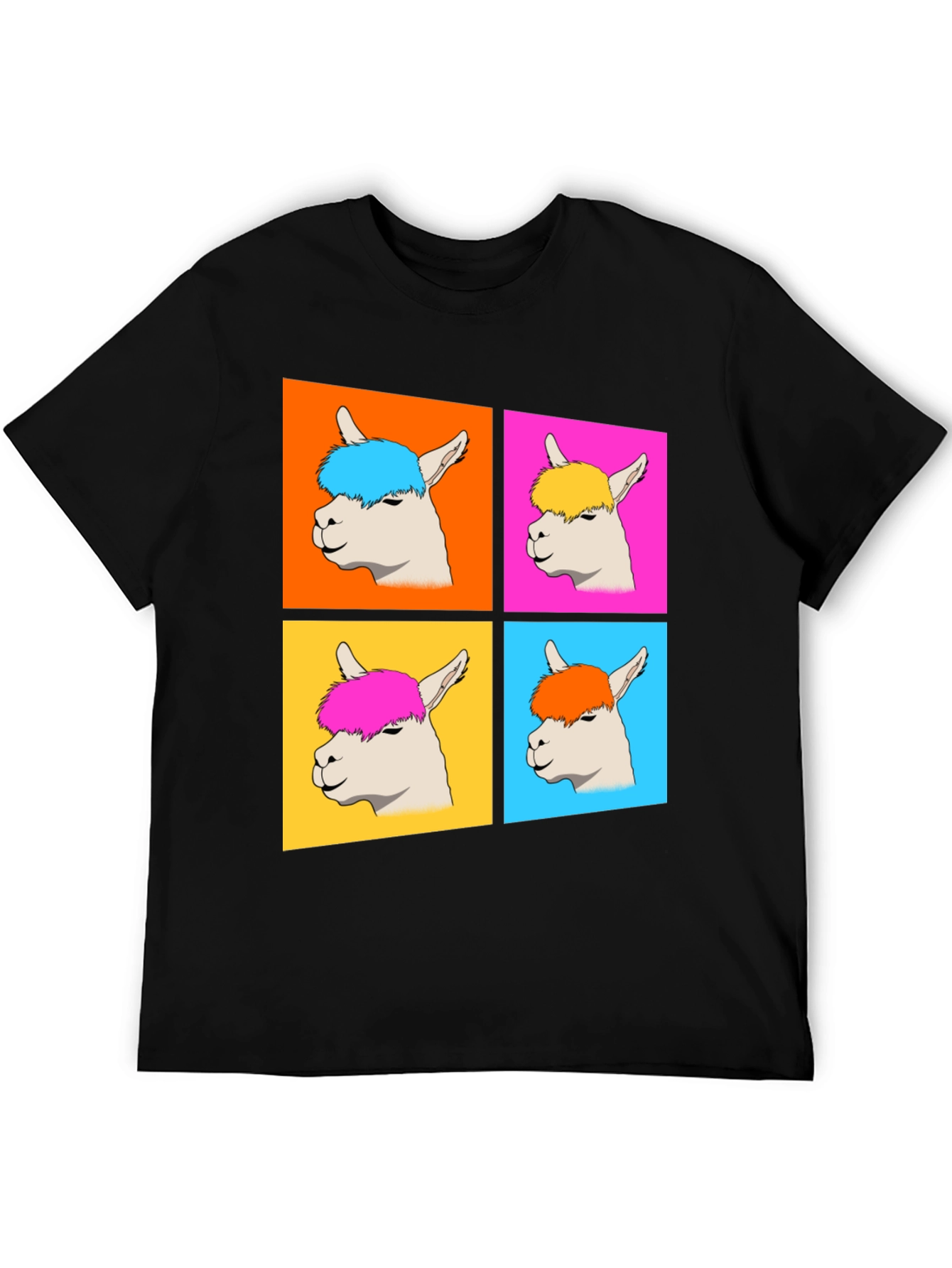 Pop Art Llama Graphic Tee - Quirky Black T-Shirt