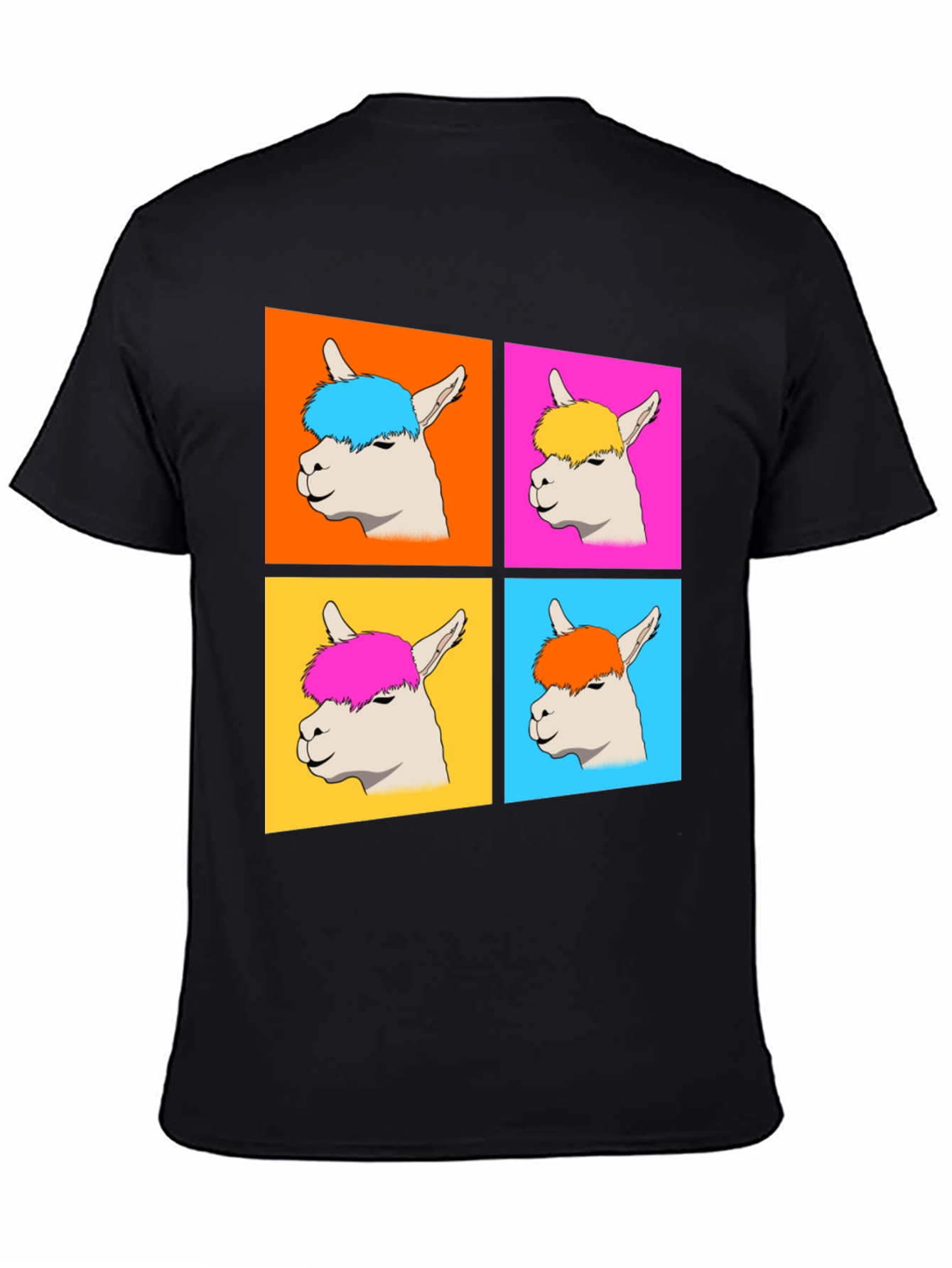 Pop Art Llama Graphic Tee - Quirky Black T-Shirt