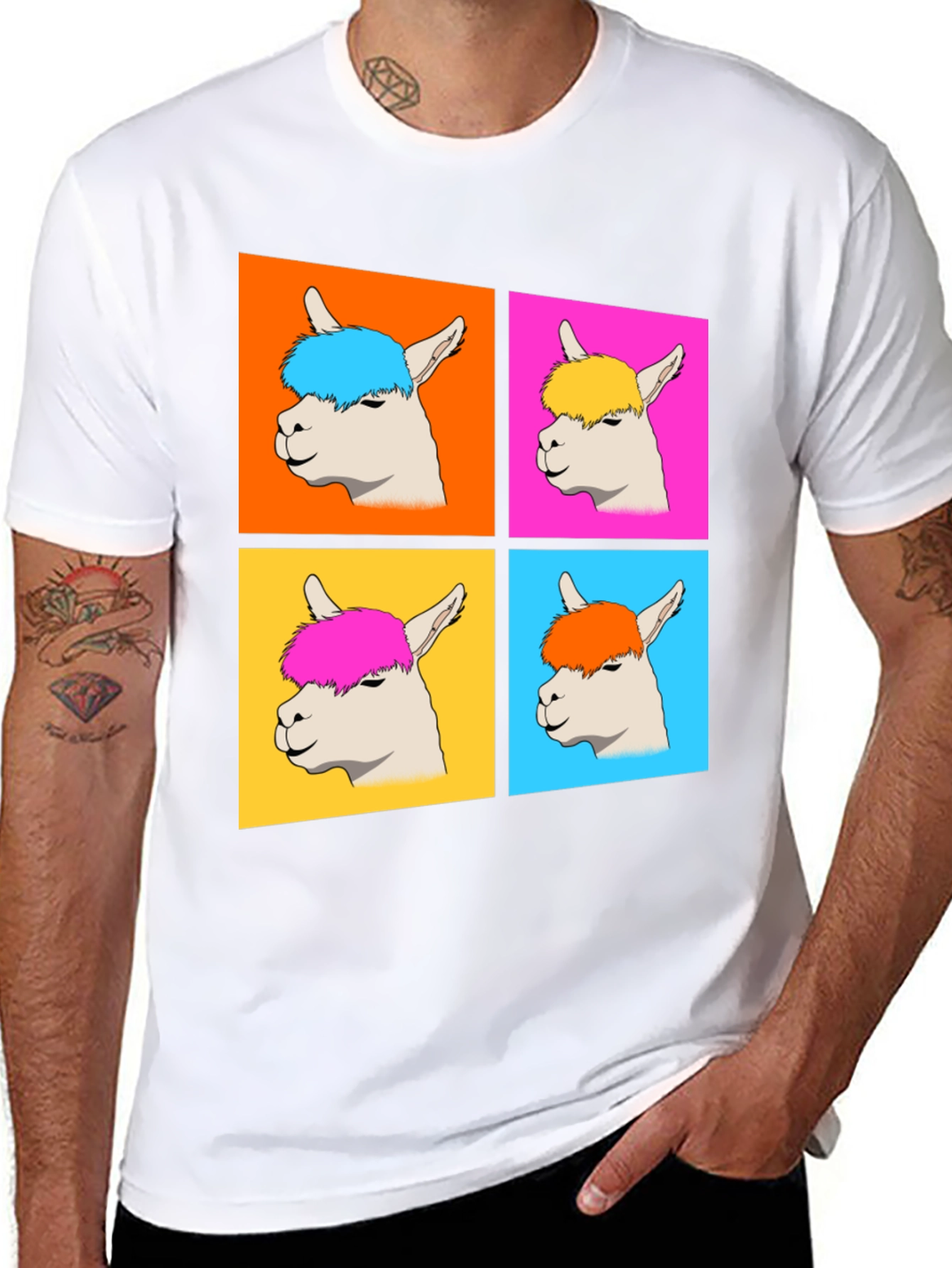 Pop Art Llama Graphic Tee - Quirky Black T-Shirt