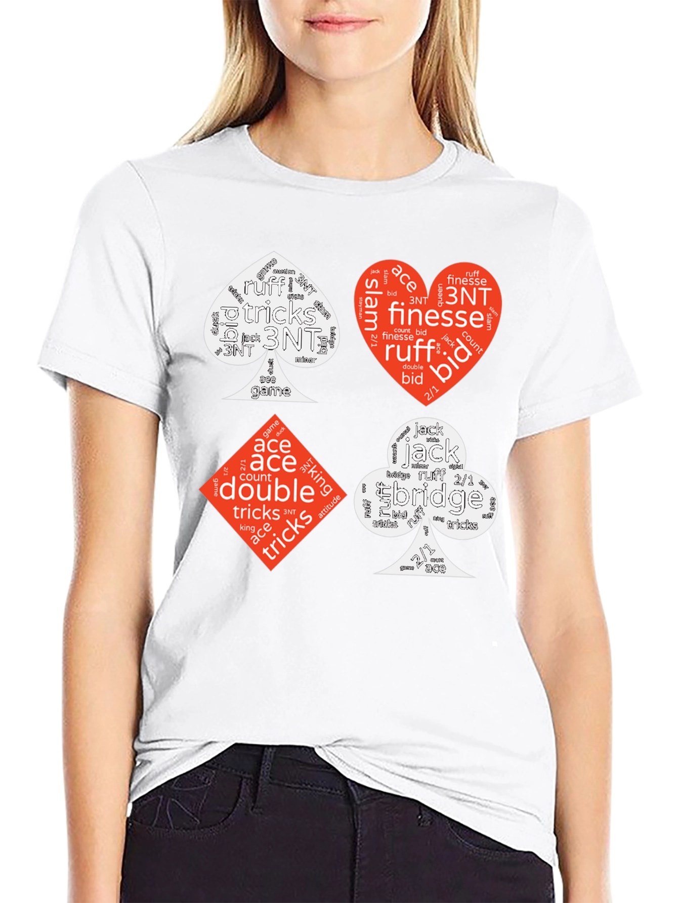 Bridge Card Suits Word Art Graphic T-Shirt