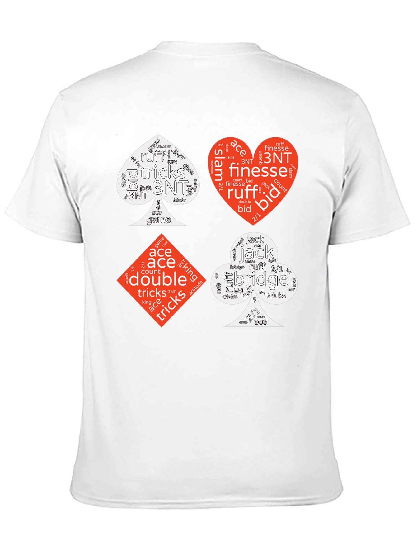 Bridge Card Suits Word Art Graphic T-Shirt