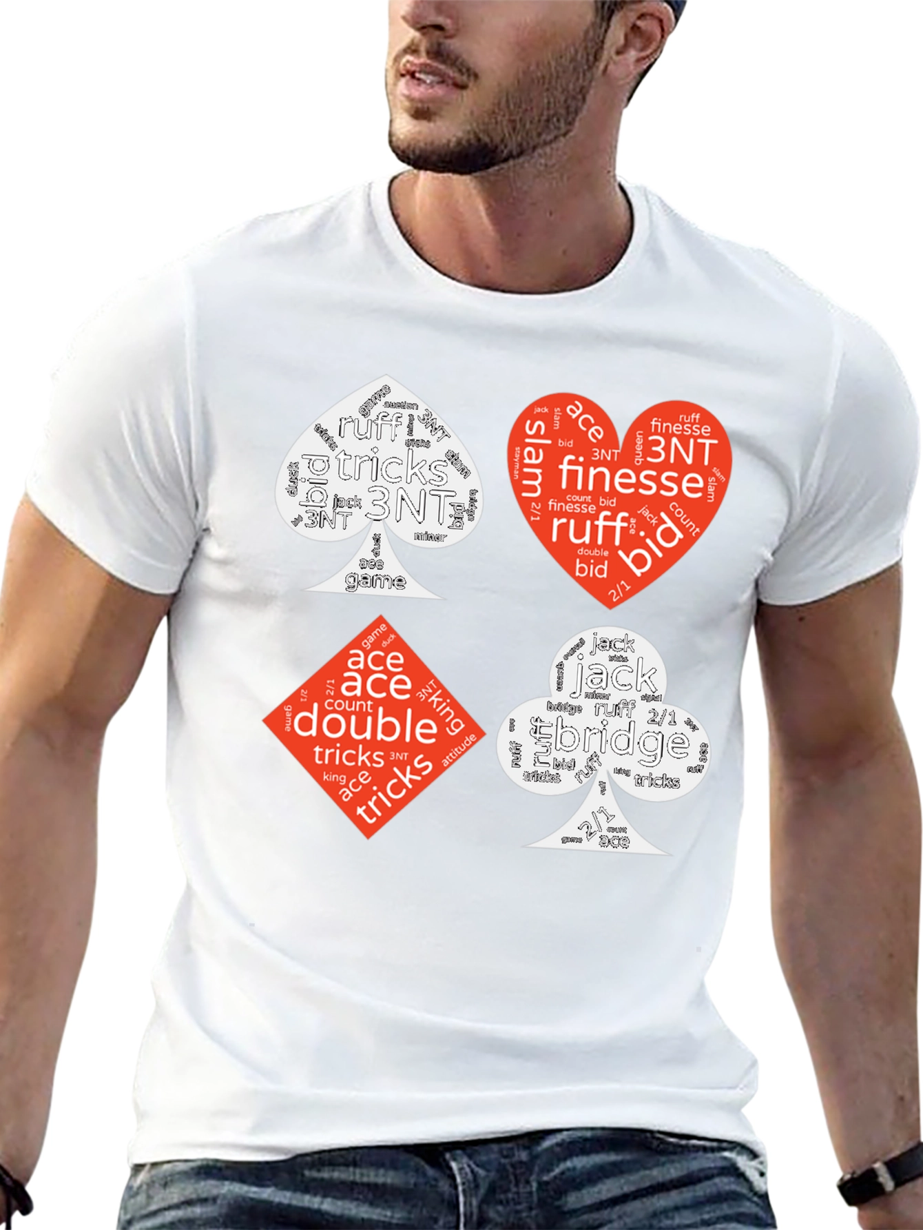Bridge Card Suits Word Art Graphic T-Shirt