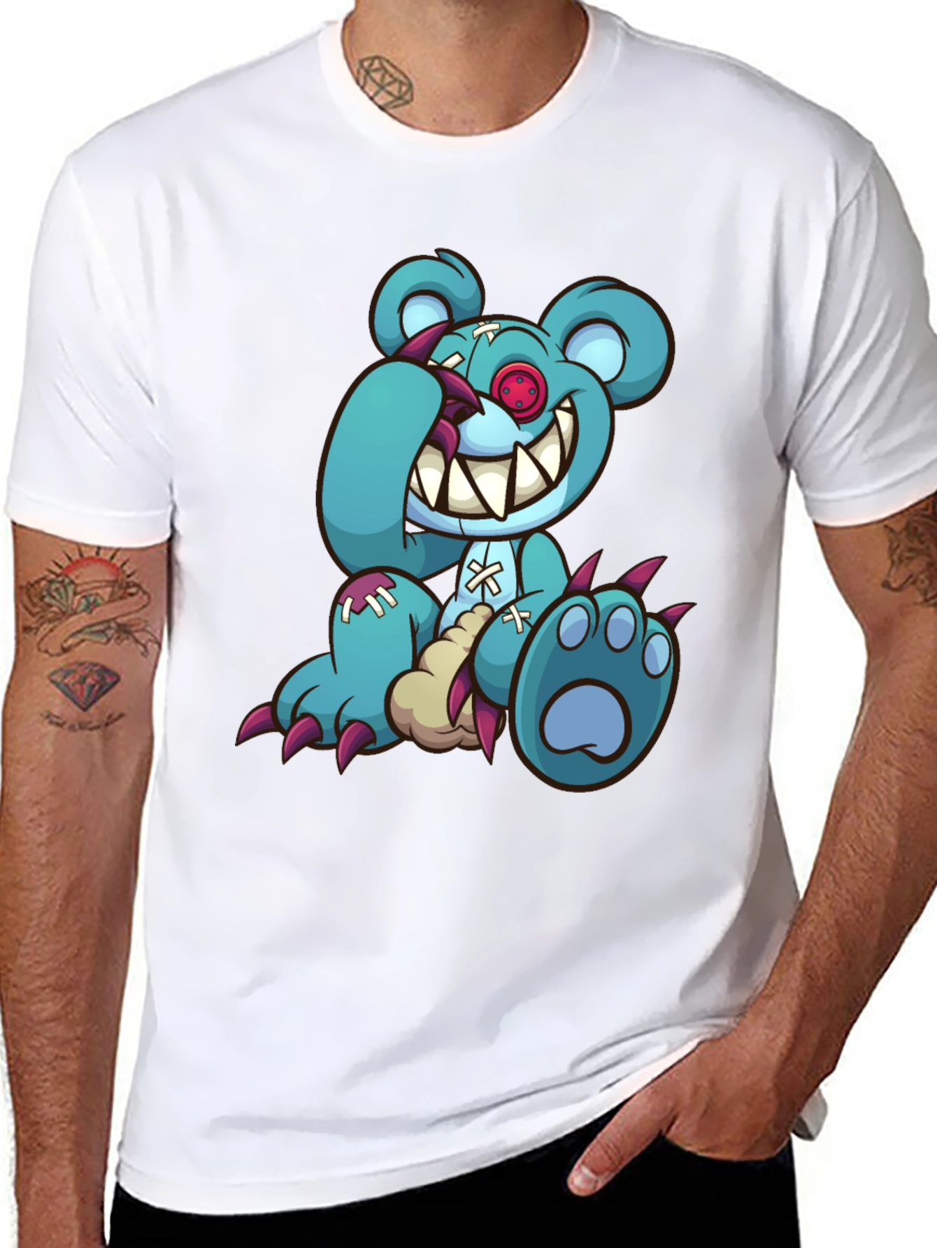 Creepy Cartoon Bear Graphic Tee