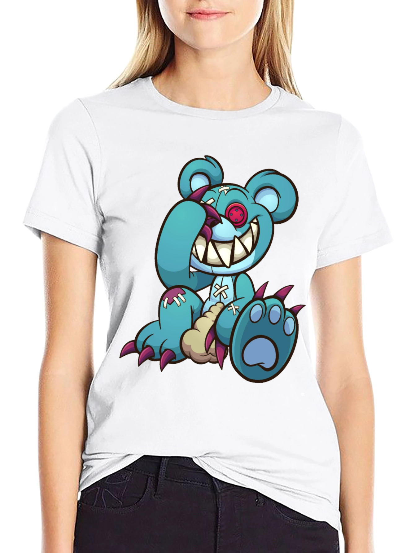 Creepy Cartoon Bear Graphic Tee
