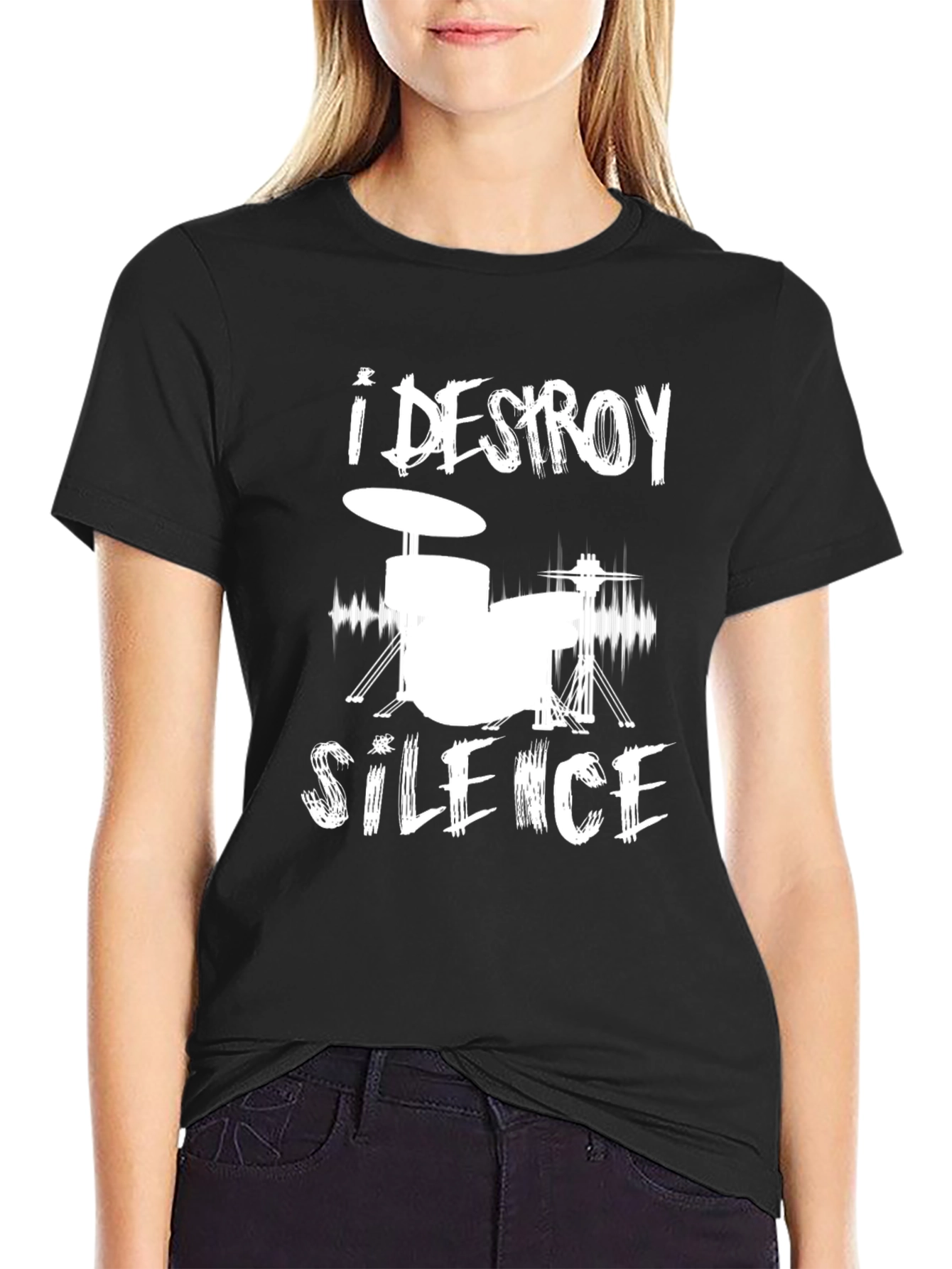 I Destroy Silence Drummer Black T-Shirt