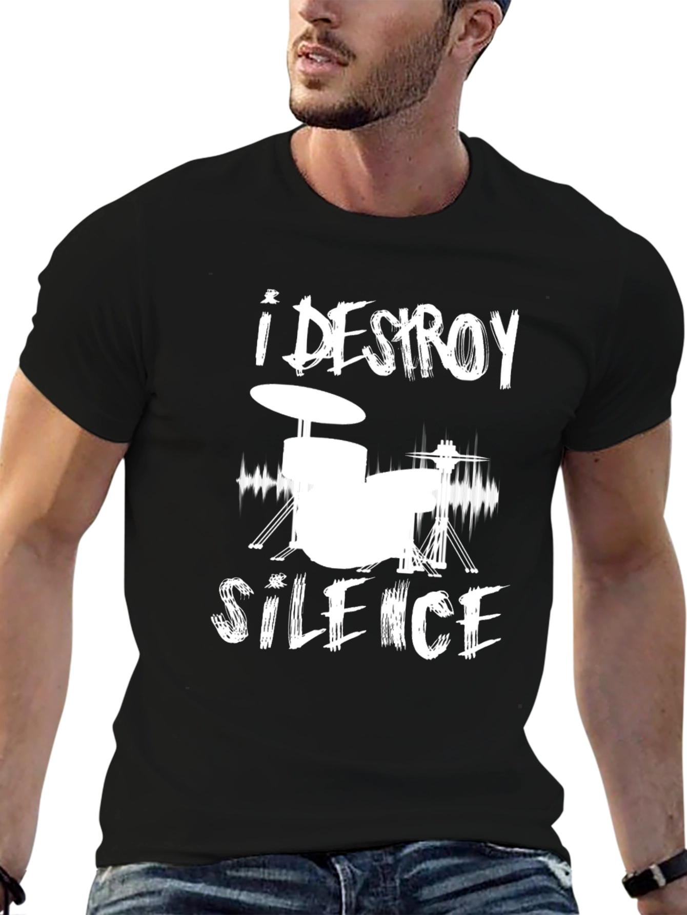 I Destroy Silence Drummer Black T-Shirt