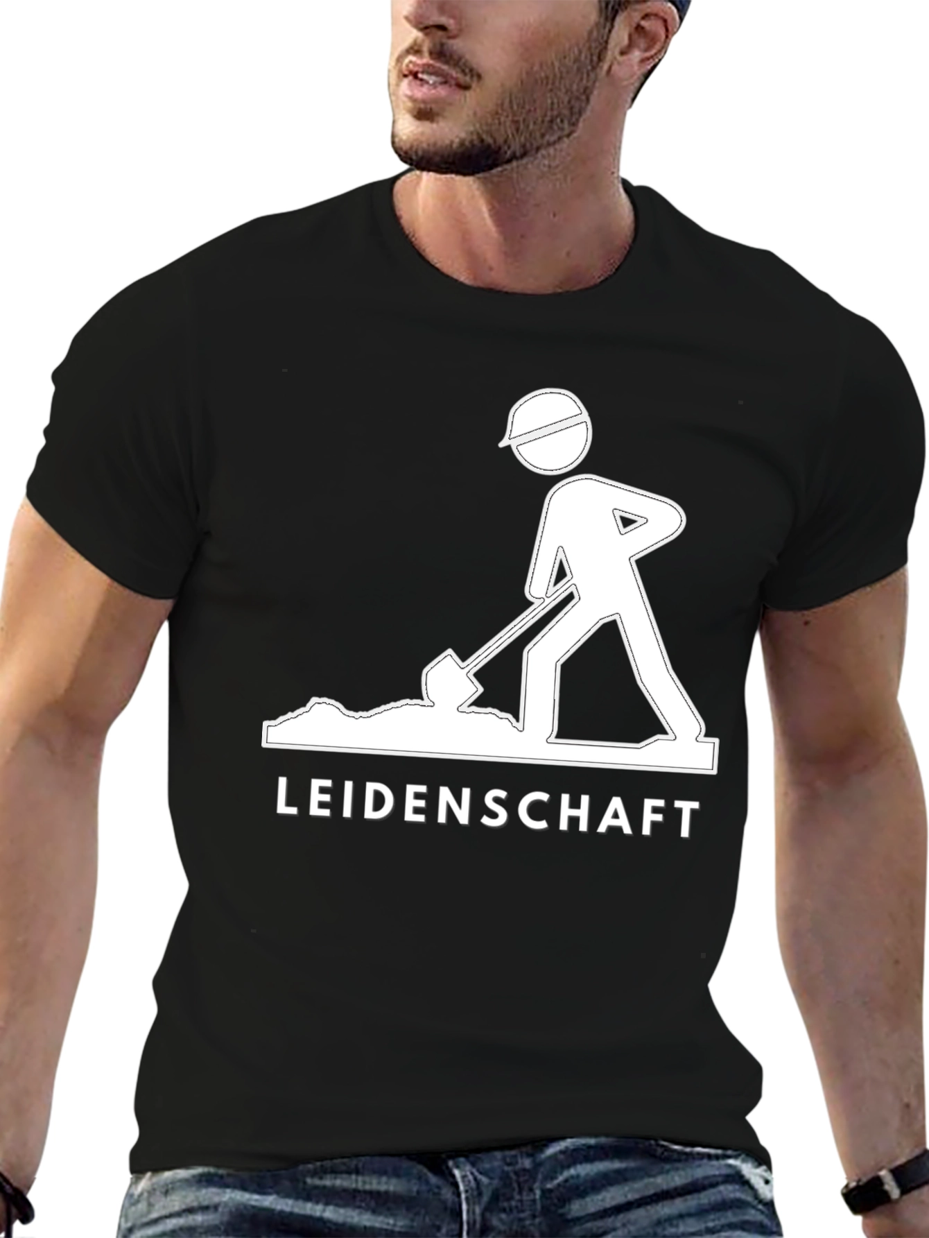 Leidenschaft Black T-Shirt - Construction Worker Graphic Tee