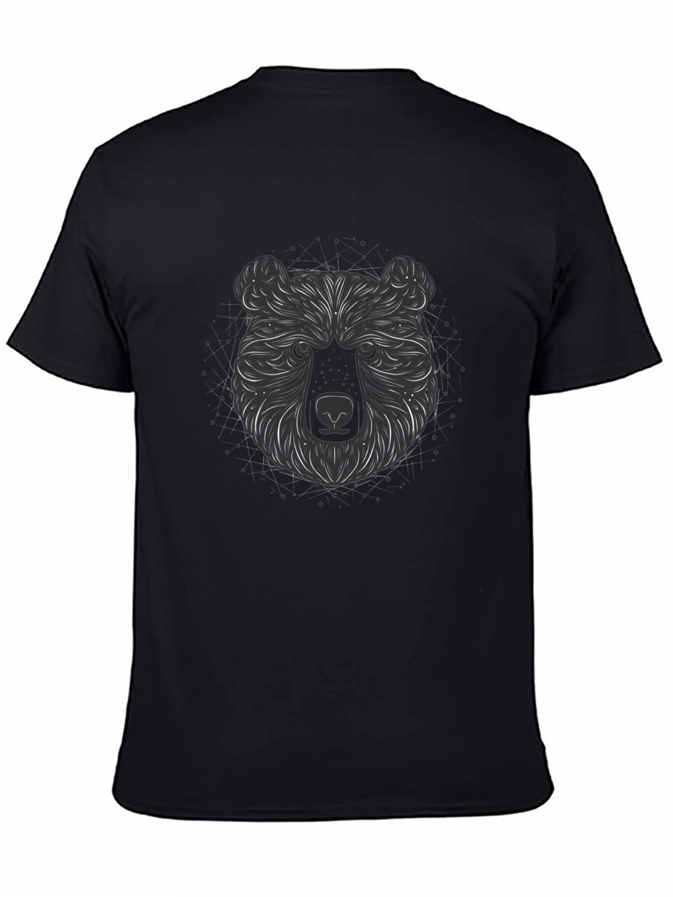 Abstract Bear Graphic Tee - Stylish Mens Black T-Shirt
