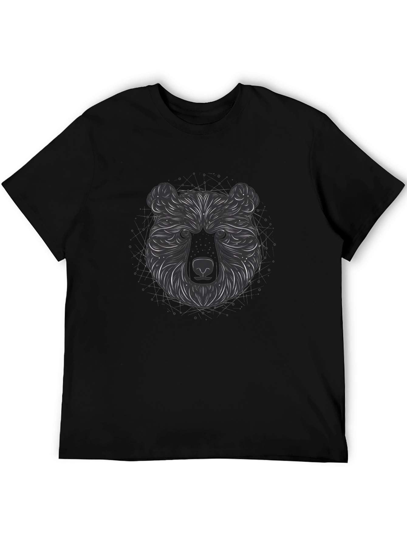Abstract Bear Graphic Tee - Stylish Mens Black T-Shirt
