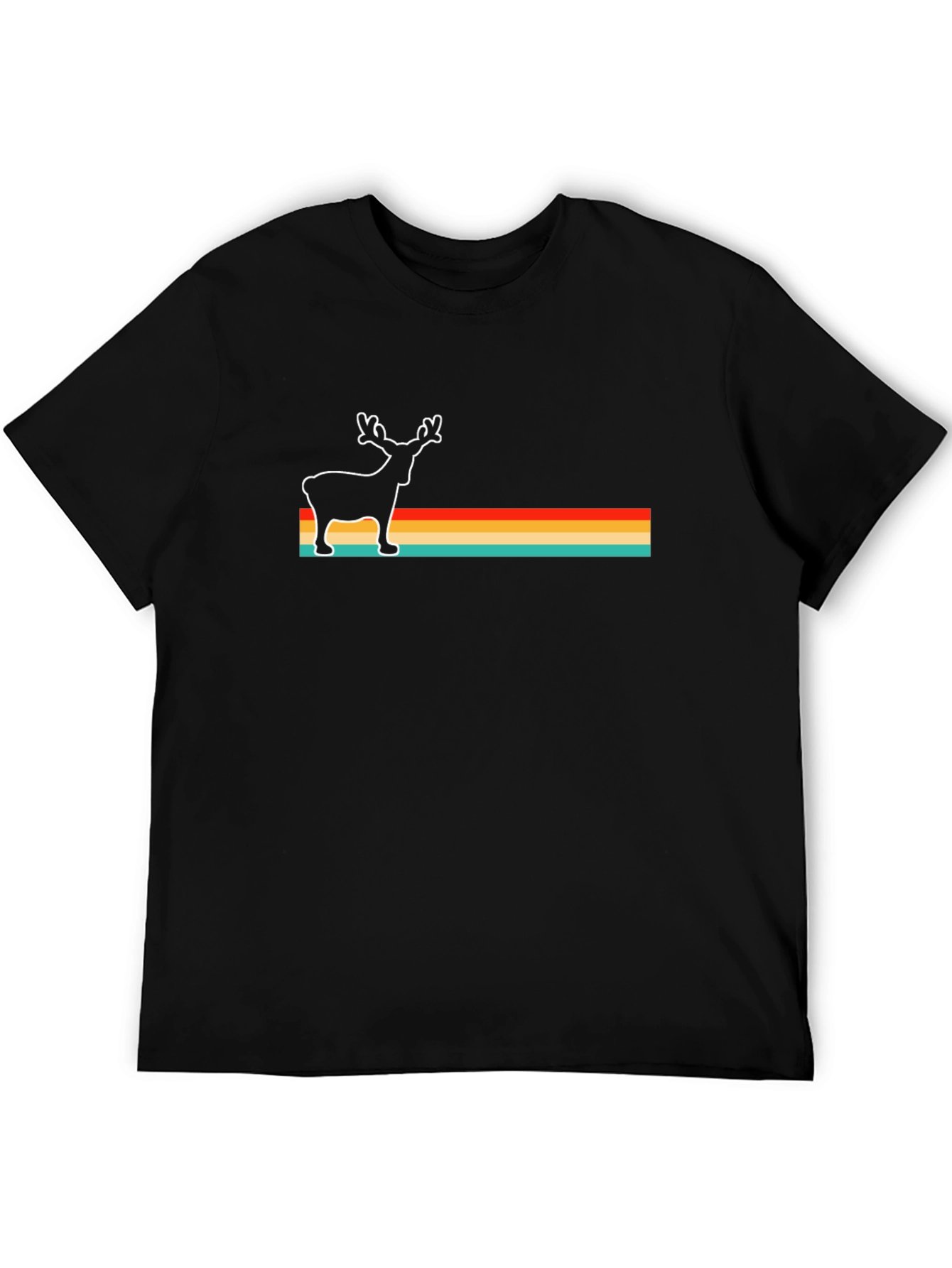 Retro Reindeer Graphic Tee - Black