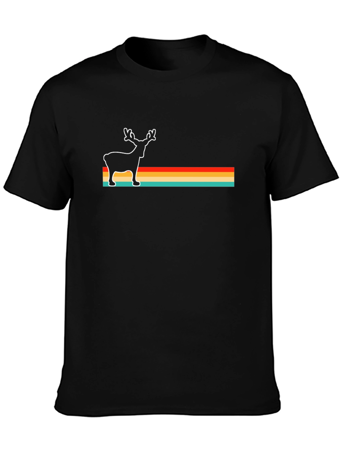 Retro Reindeer Graphic Tee - Black