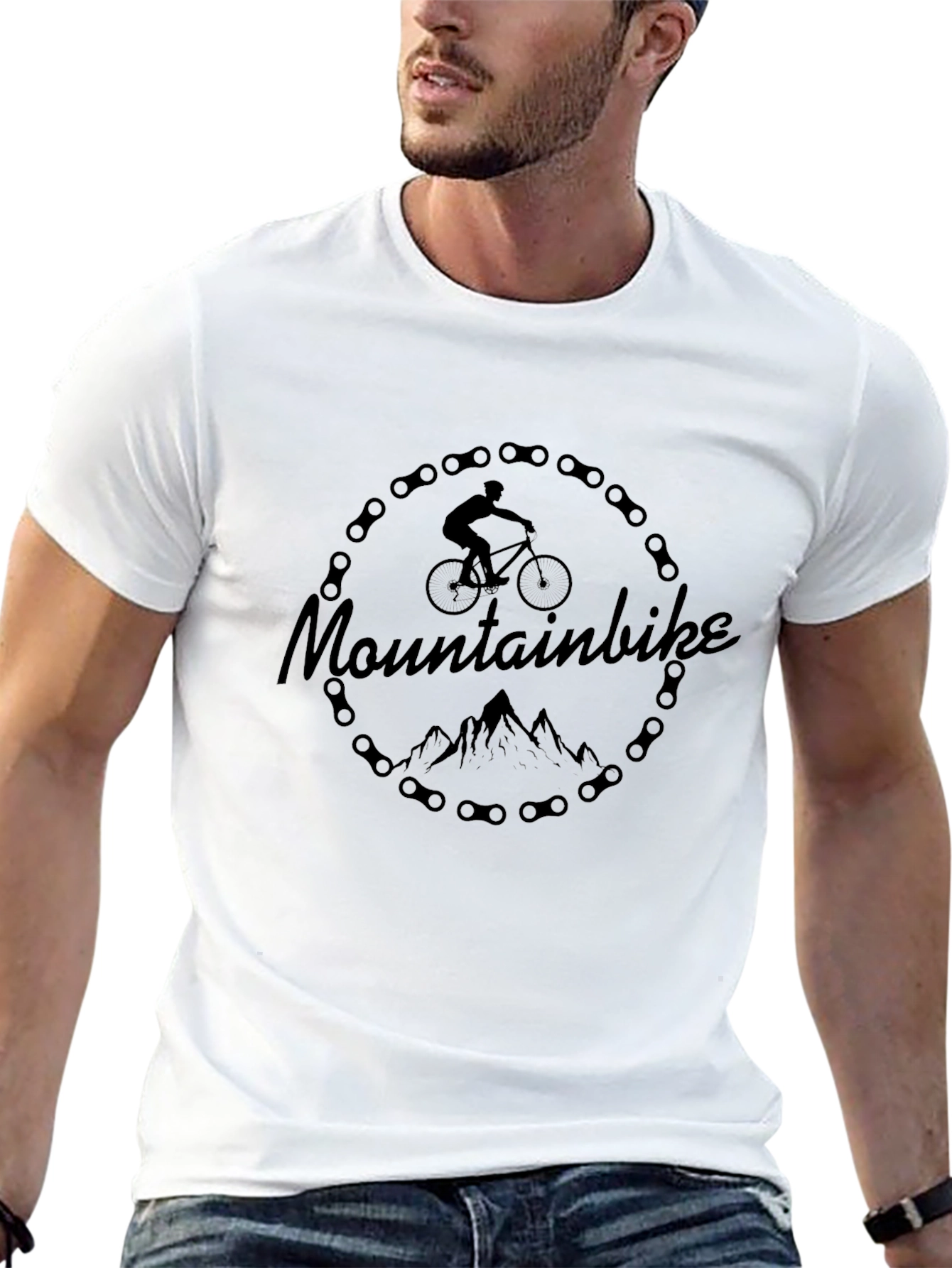 Mountainbike Chain Circle Black Graphic T-Shirt