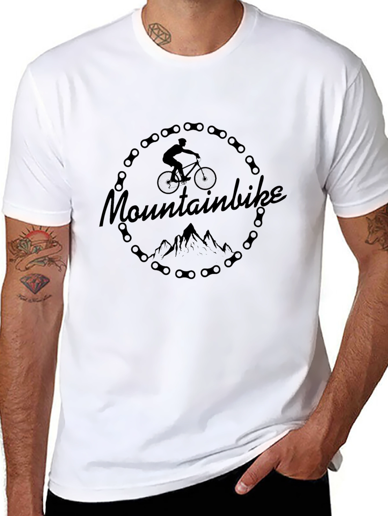Mountainbike Chain Circle Black Graphic T-Shirt