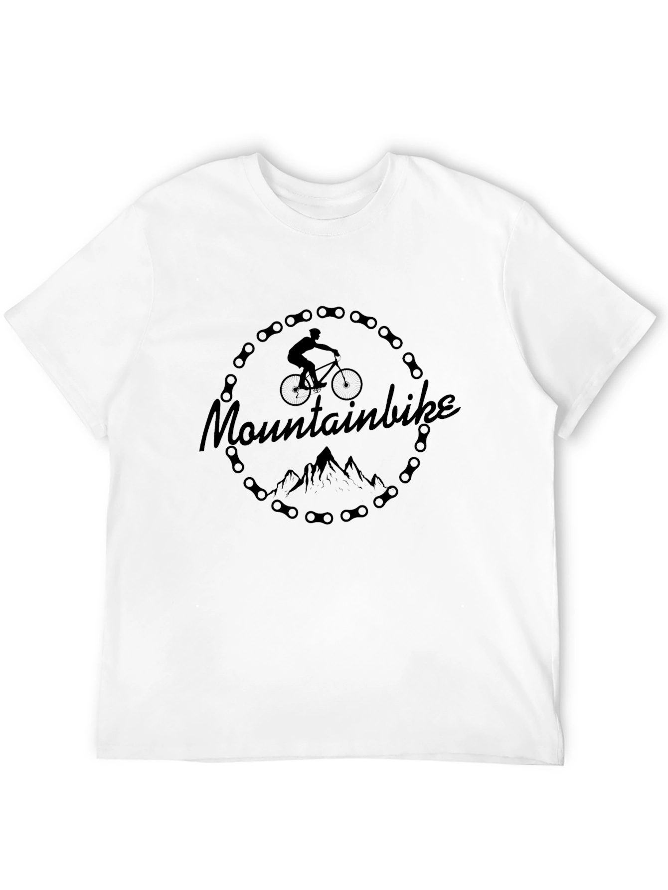 Mountainbike Chain Circle Black Graphic T-Shirt