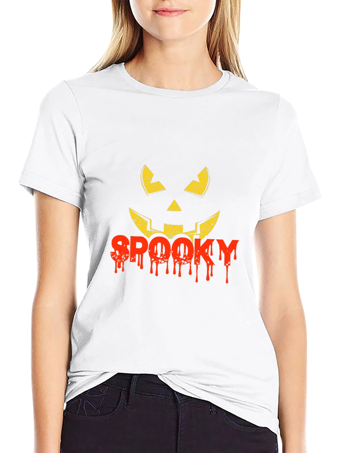 Spooky Halloween Pumpkin Face Graphic Tee