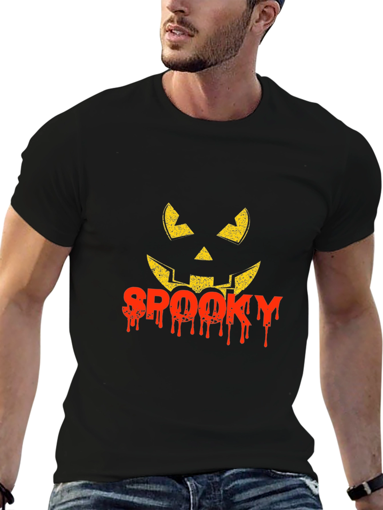 Spooky Halloween Pumpkin Face Graphic Tee
