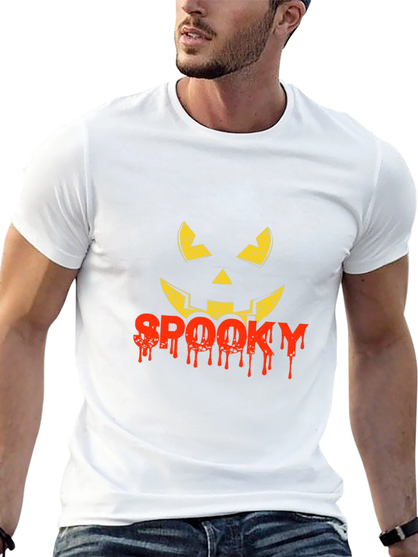 Spooky Halloween Pumpkin Face Graphic Tee