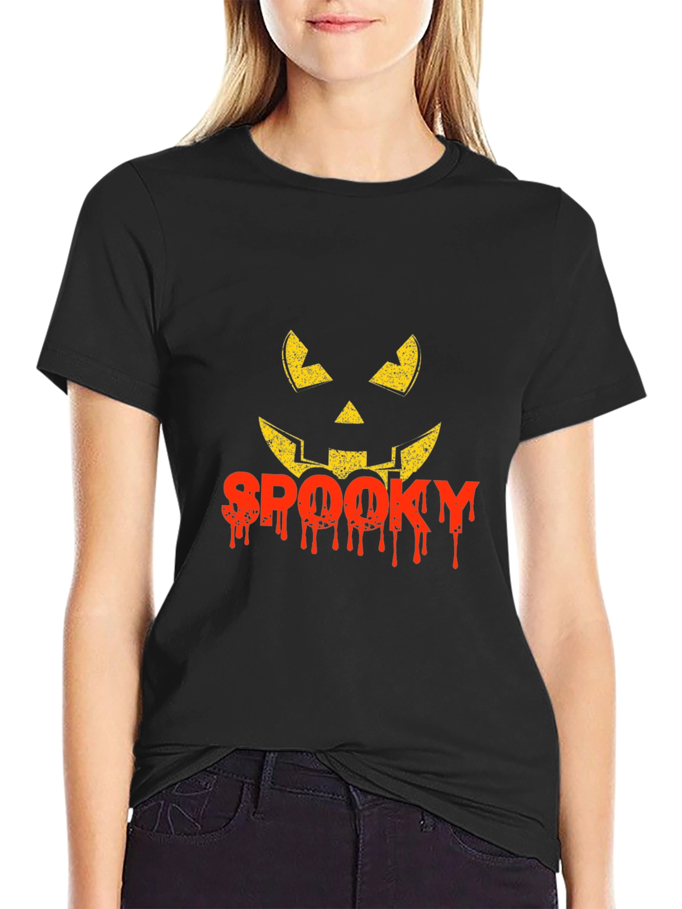 Spooky Halloween Pumpkin Face Graphic Tee