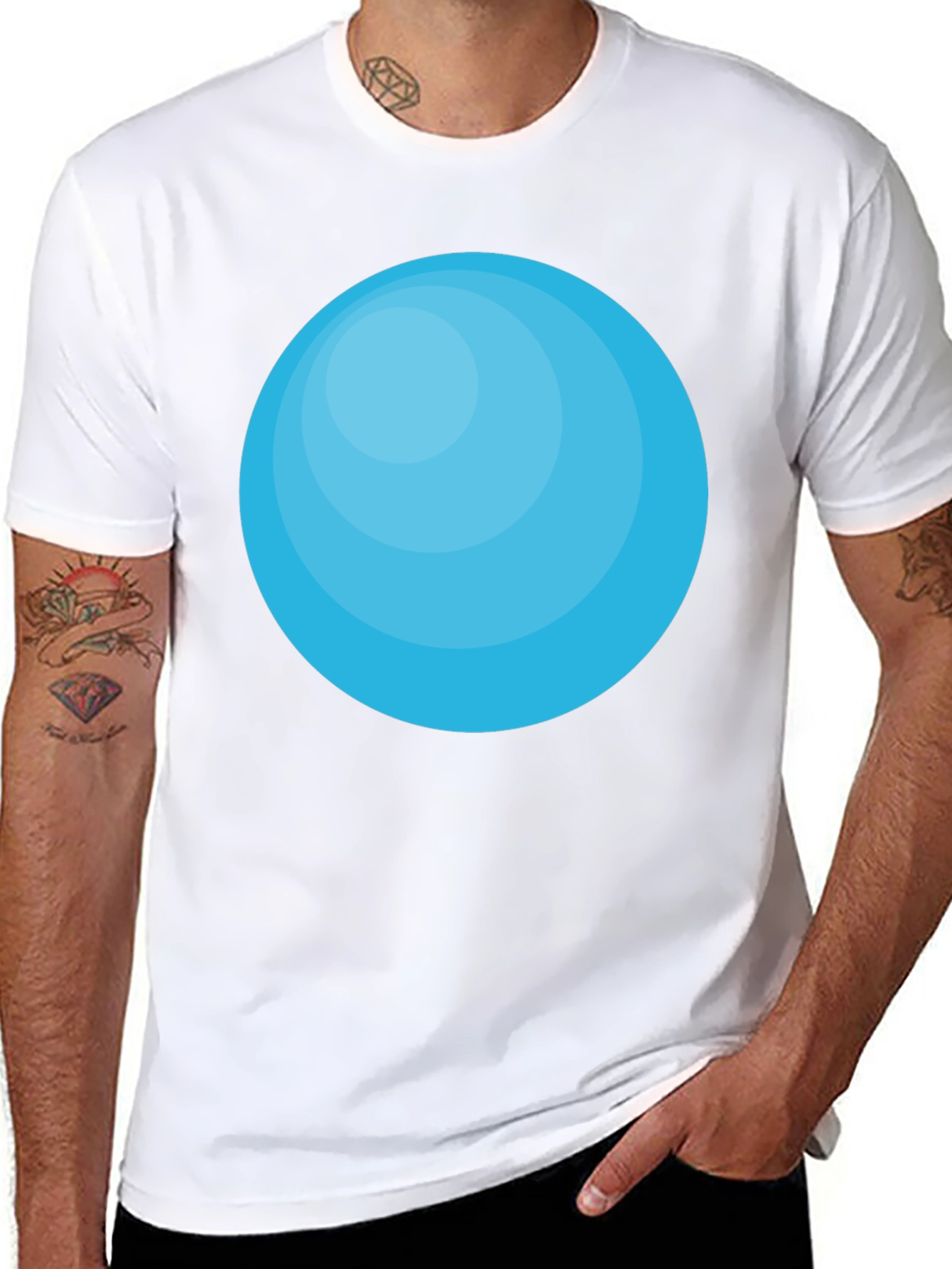 Mens Black T-Shirt with Blue Circle Graphic