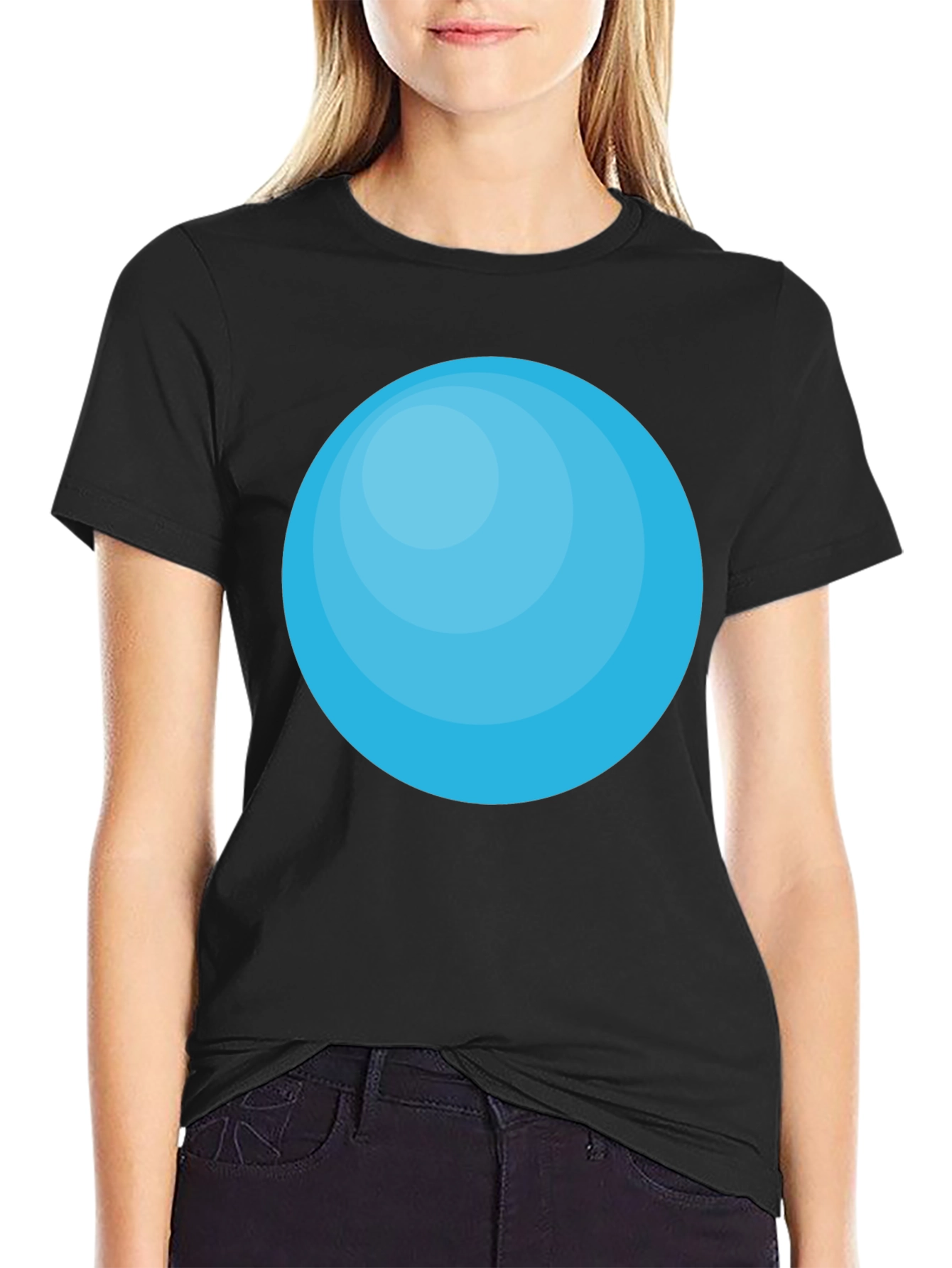 Mens Black T-Shirt with Blue Circle Graphic