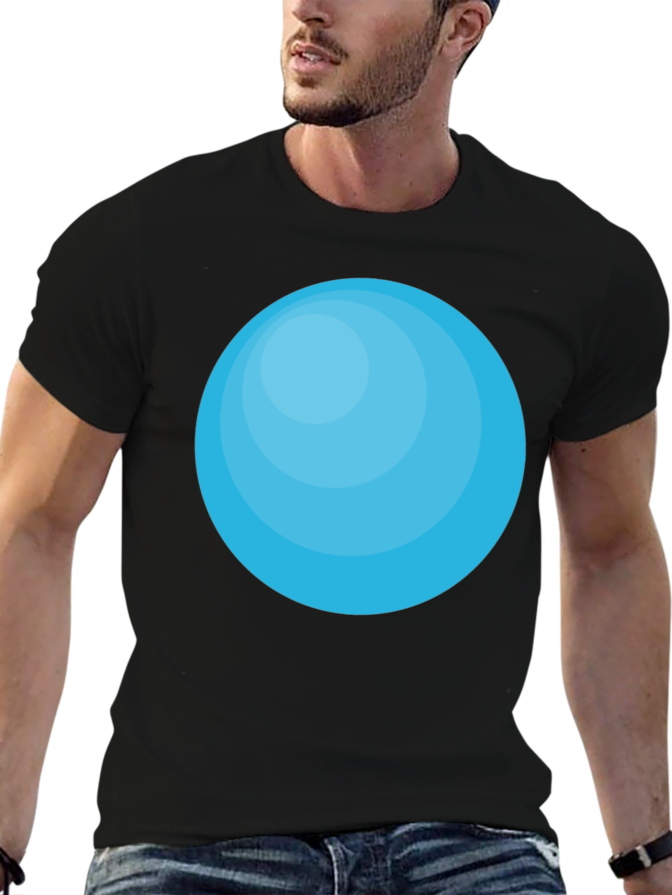 Mens Black T-Shirt with Blue Circle Graphic