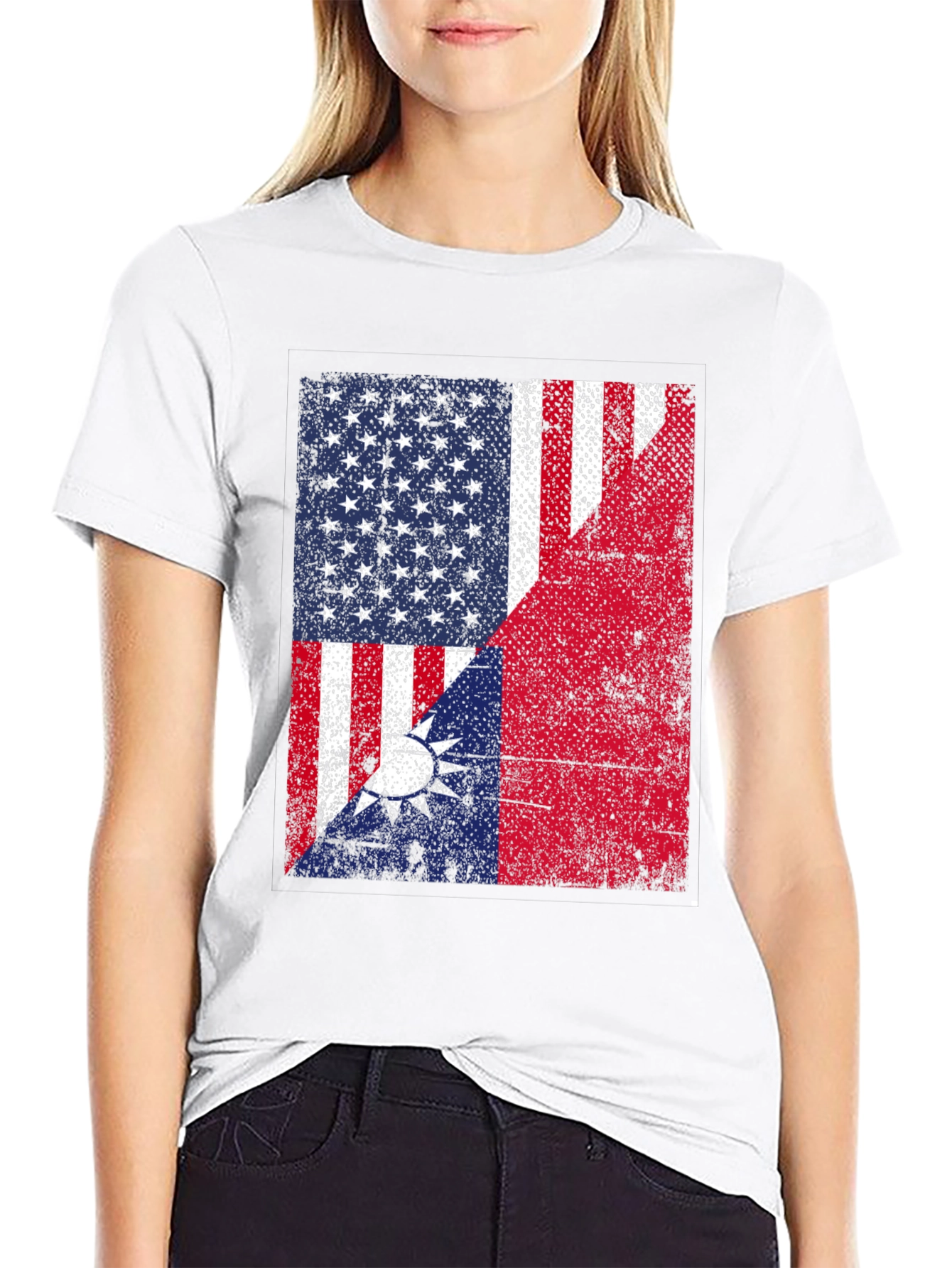 USA Taiwan Flag Graphic T-Shirt