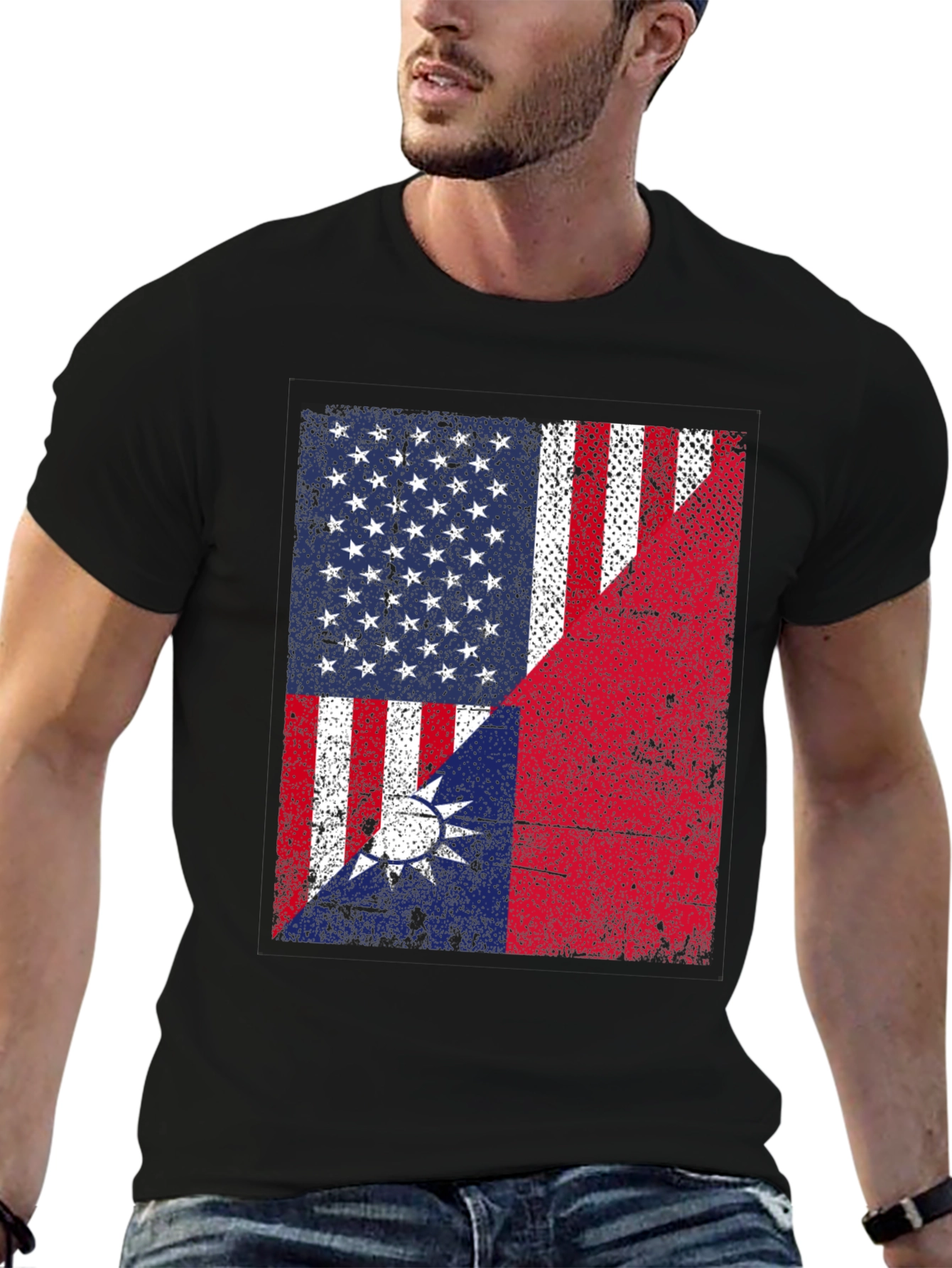 USA Taiwan Flag Graphic T-Shirt