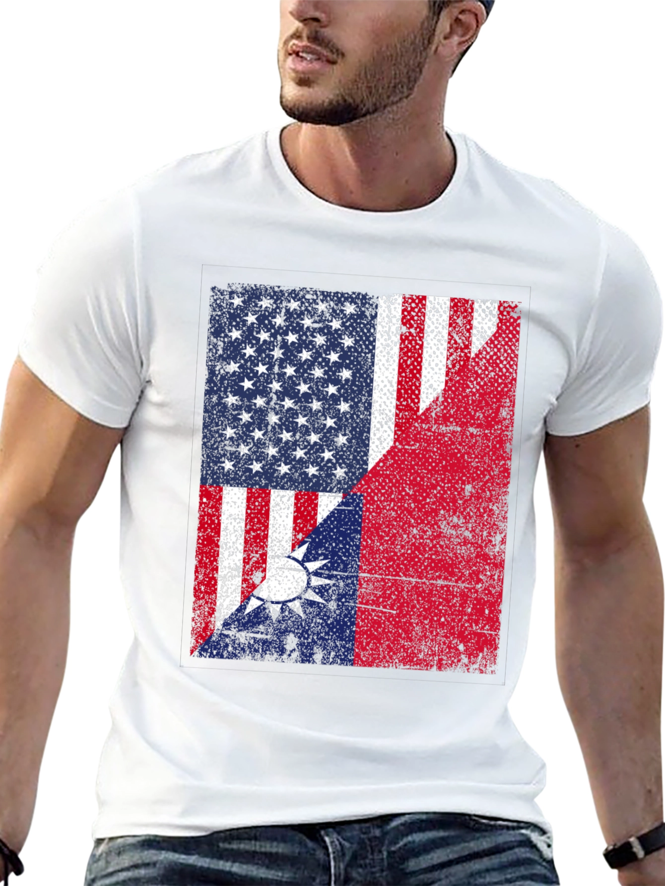 USA Taiwan Flag Graphic T-Shirt