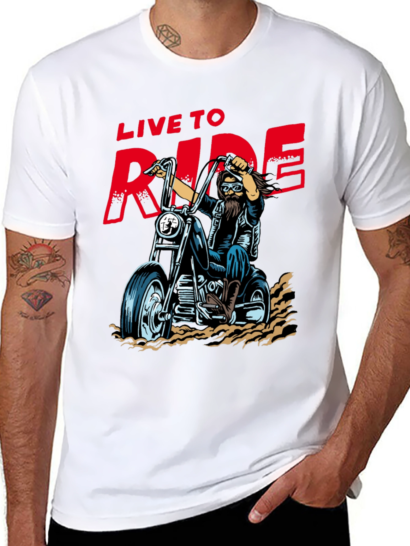 Live to Ride Biker T-Shirt - Black
