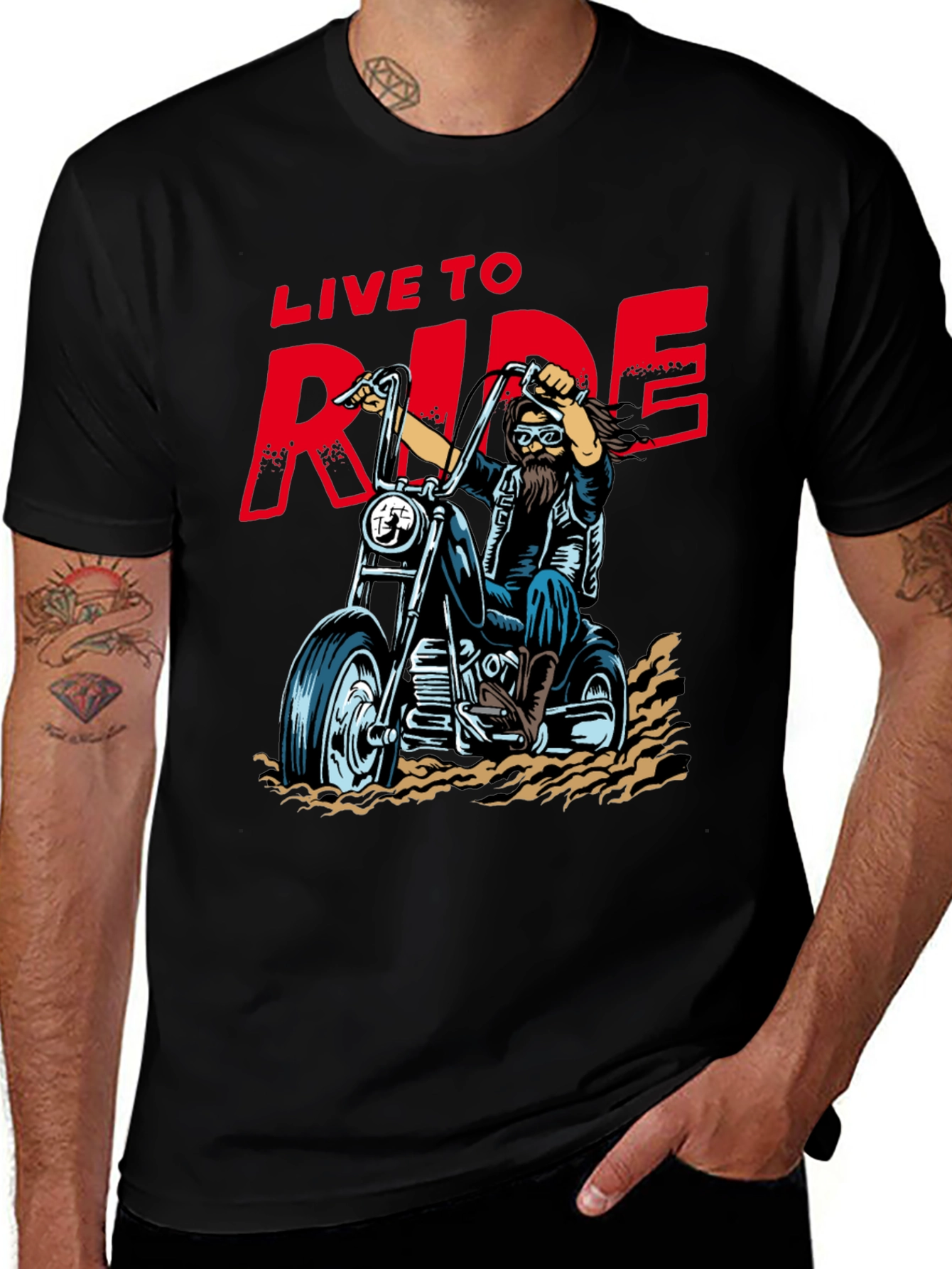 Live to Ride Biker T-Shirt - Black