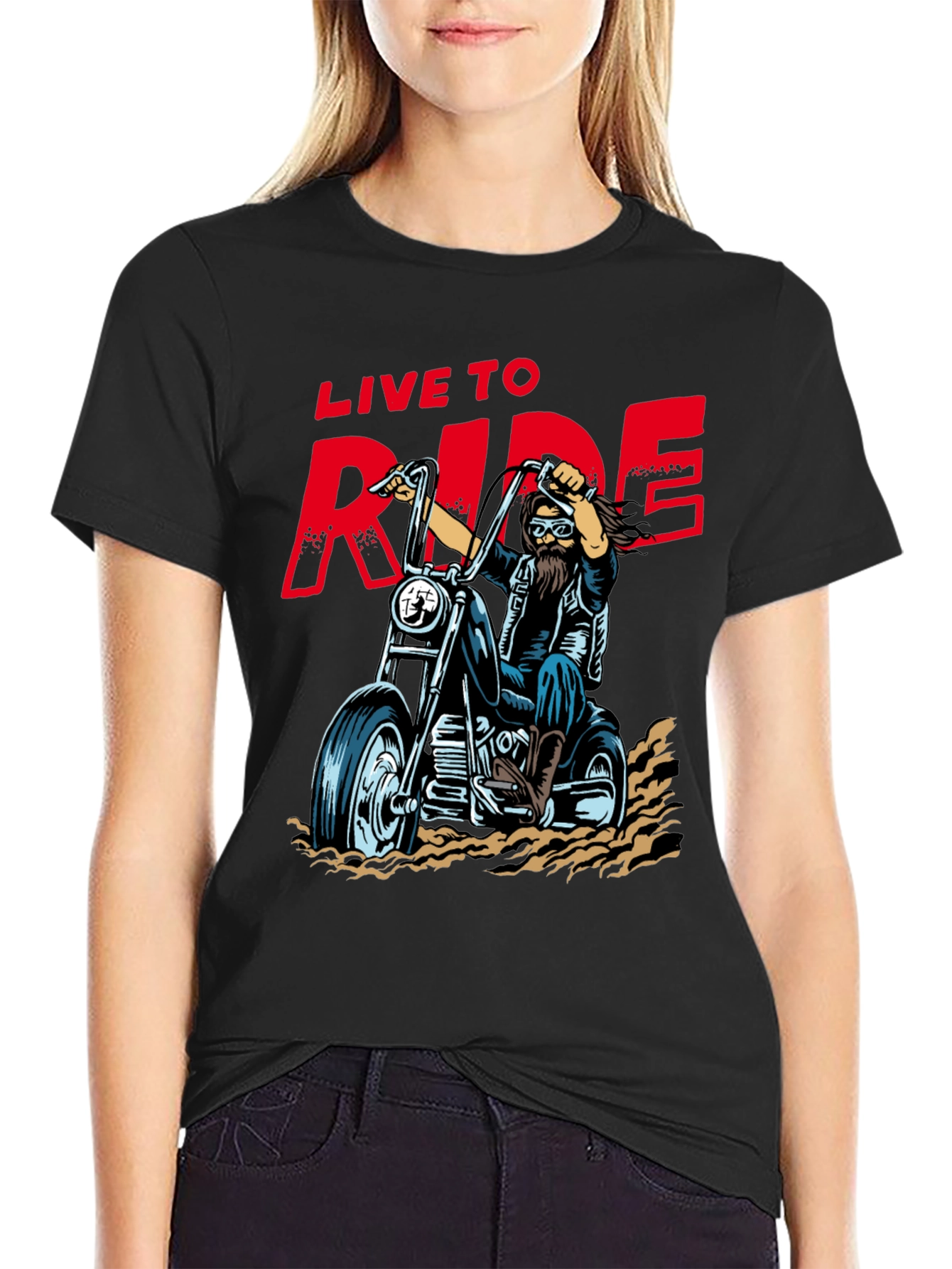 Live to Ride Biker T-Shirt - Black