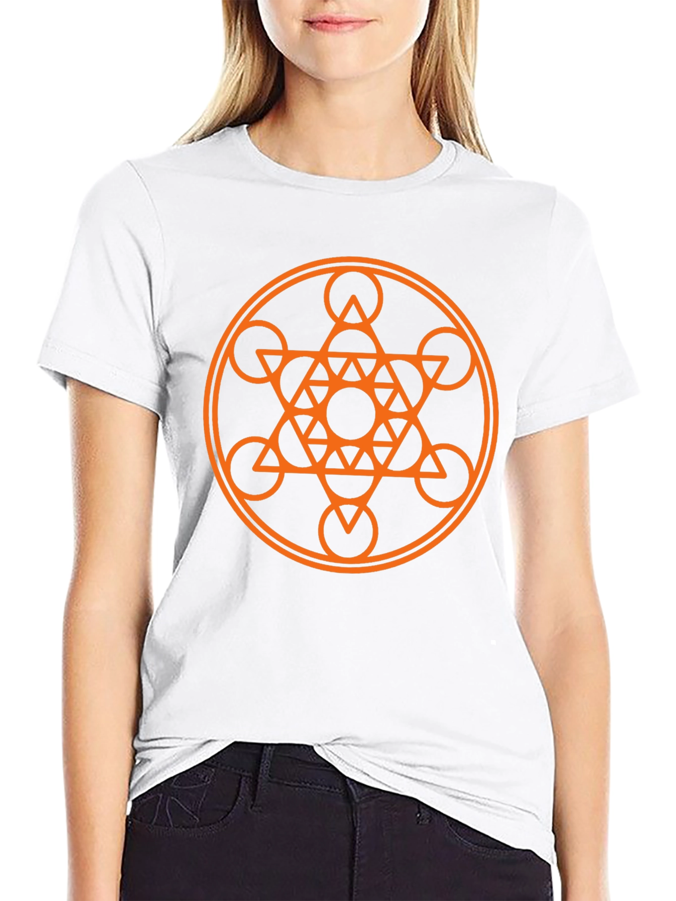 Geometric Mandala Graphic Tee - Stylish Black Cotton Shirt