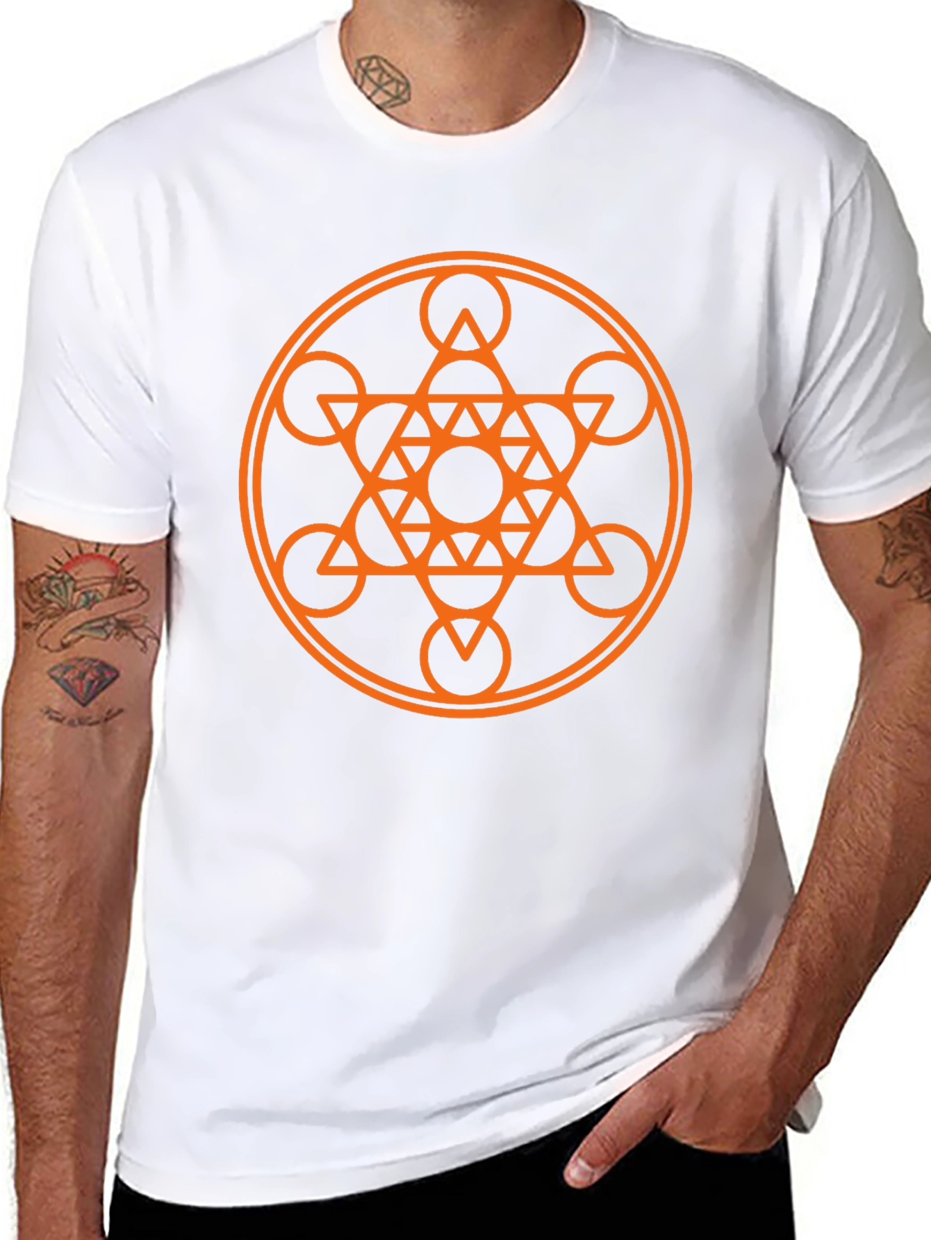 Geometric Mandala Graphic Tee - Stylish Black Cotton Shirt