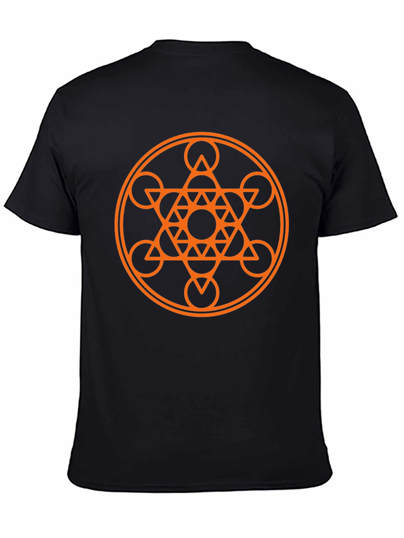 Geometric Mandala Graphic Tee - Stylish Black Cotton Shirt
