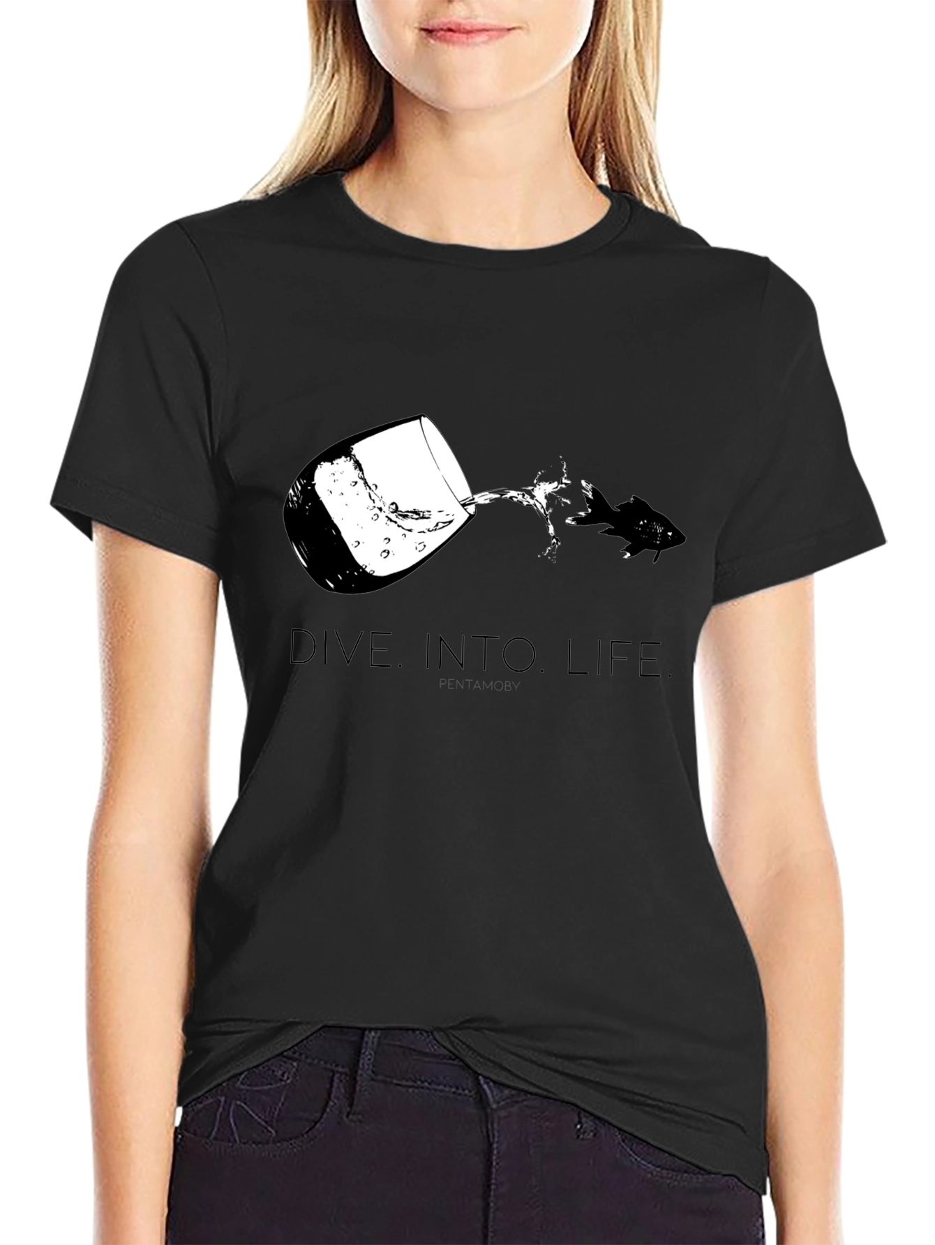 Dive Into Life Graphic Tee - Black