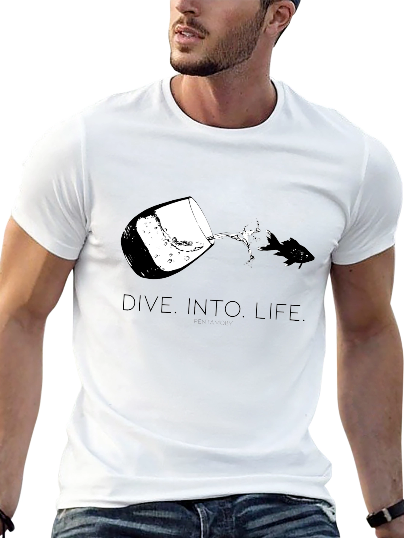 Dive Into Life Graphic Tee - Black