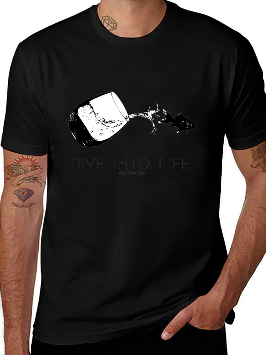 Dive Into Life Graphic Tee - Black