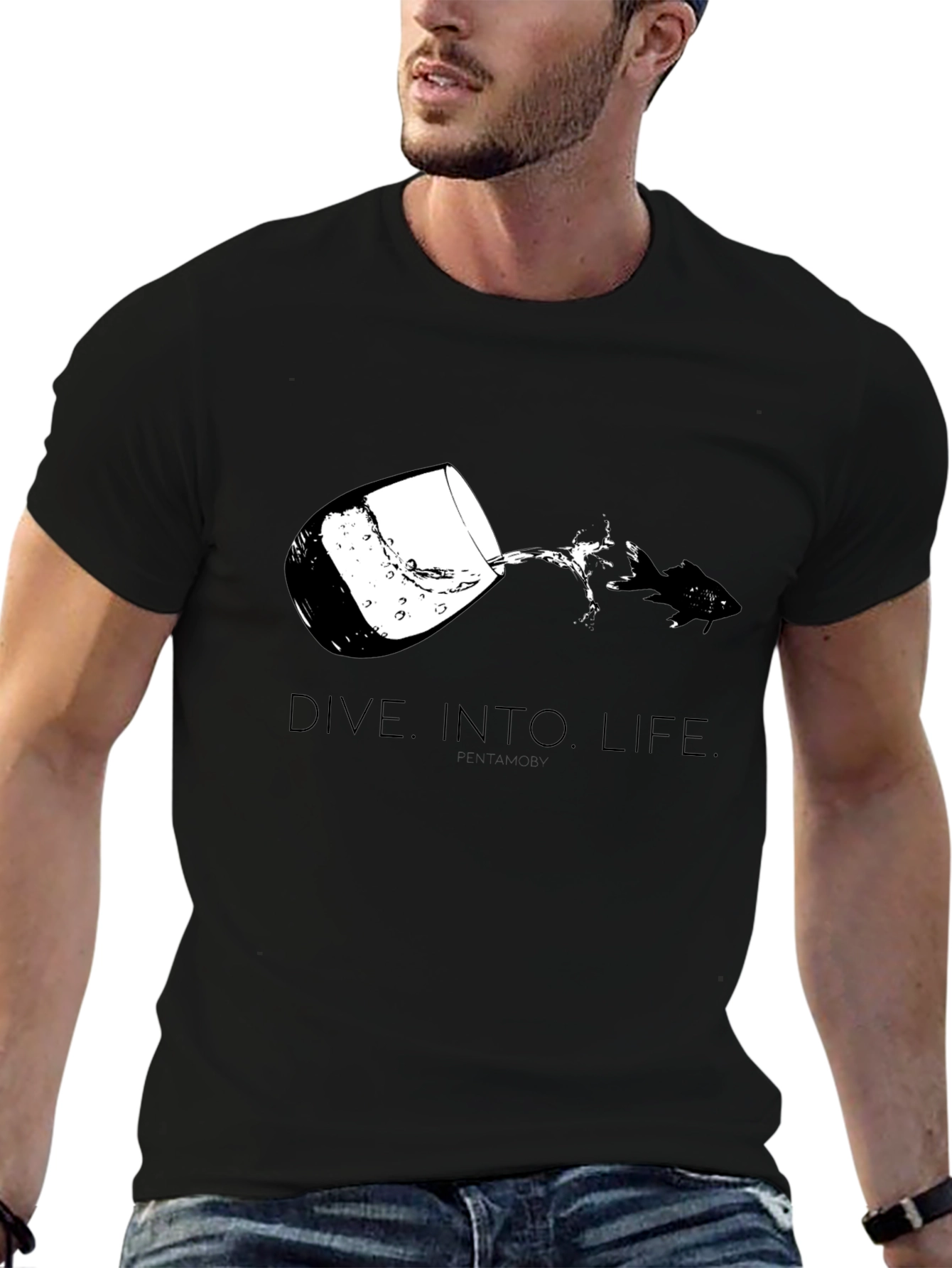Dive Into Life Graphic Tee - Black