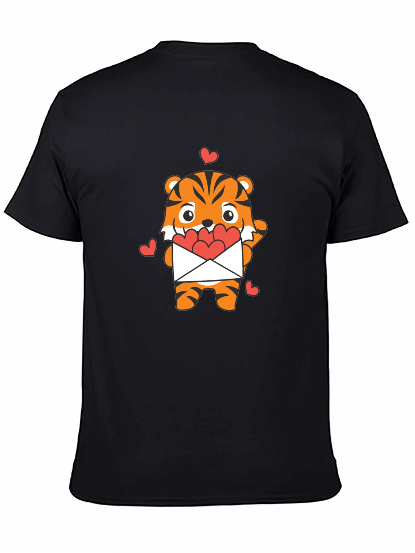 Cute Tiger Heart Envelope Graphic T-Shirt