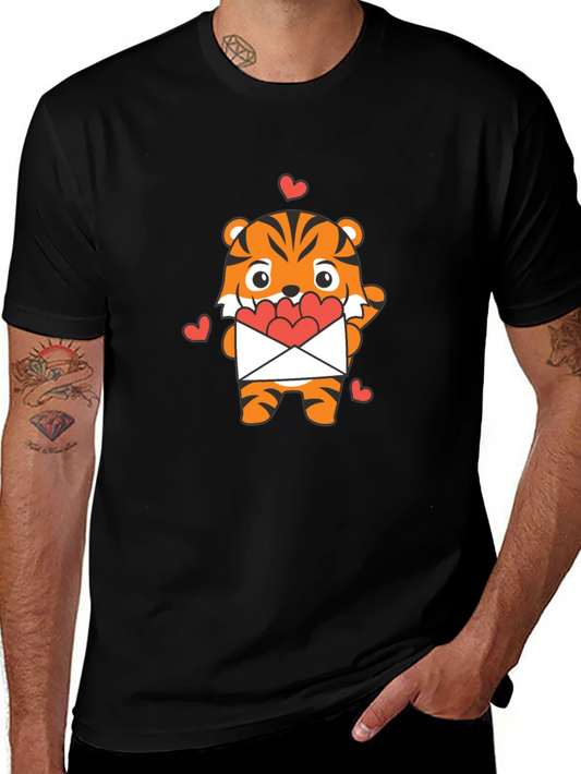 Cute Tiger Heart Envelope Graphic T-Shirt