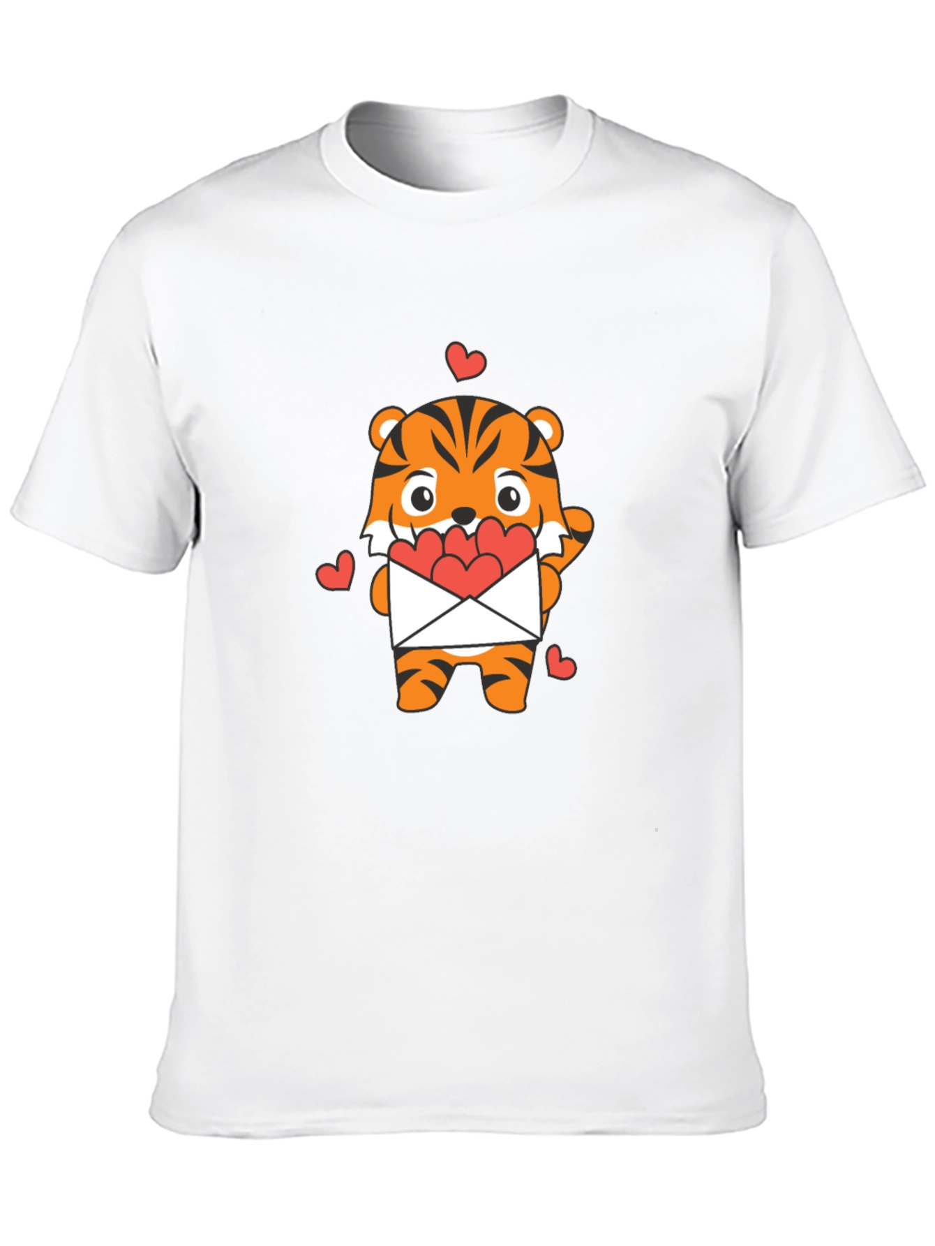 Cute Tiger Heart Envelope Graphic T-Shirt
