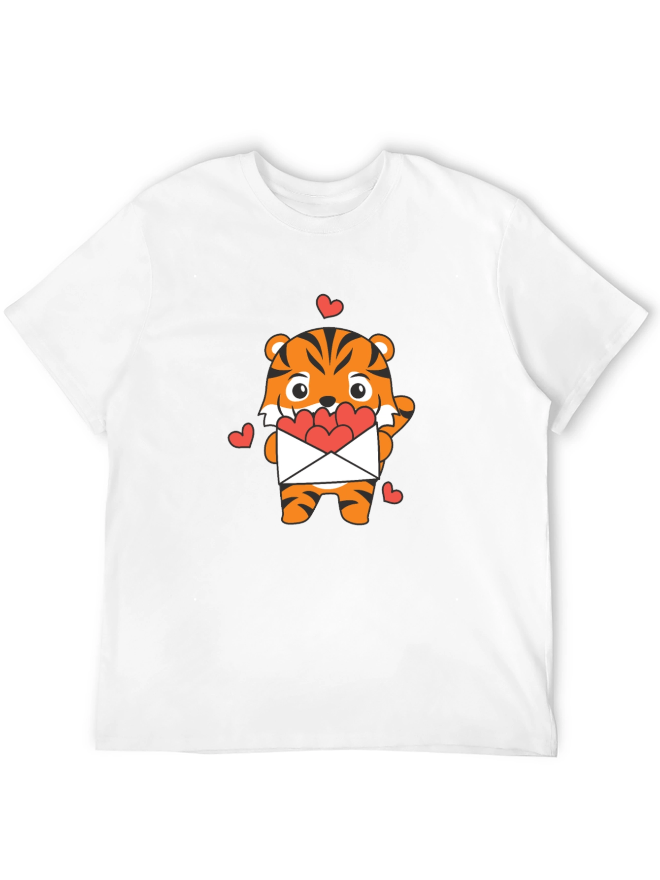Cute Tiger Heart Envelope Graphic T-Shirt