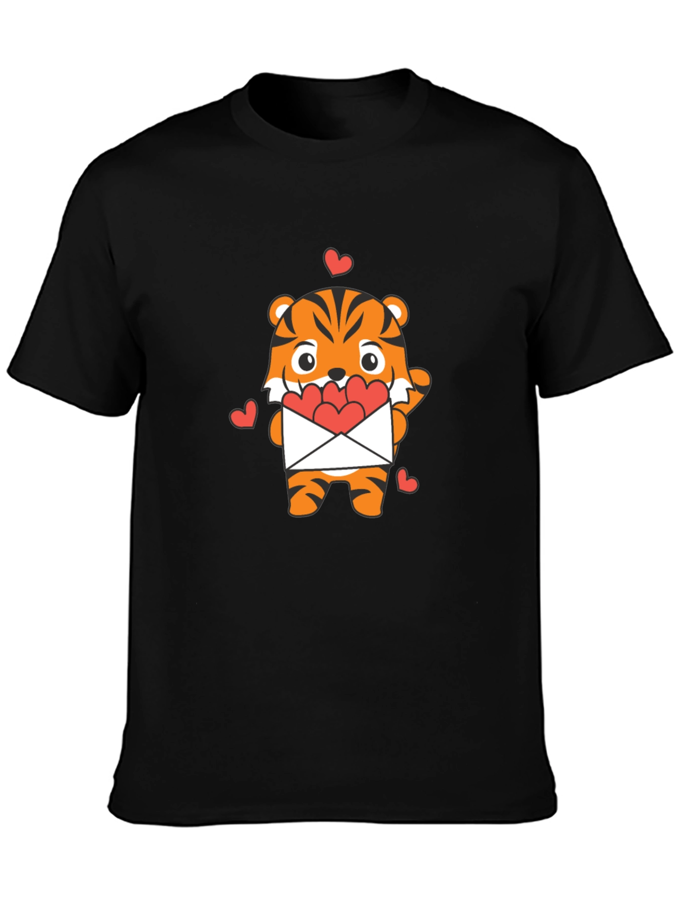 Cute Tiger Heart Envelope Graphic T-Shirt