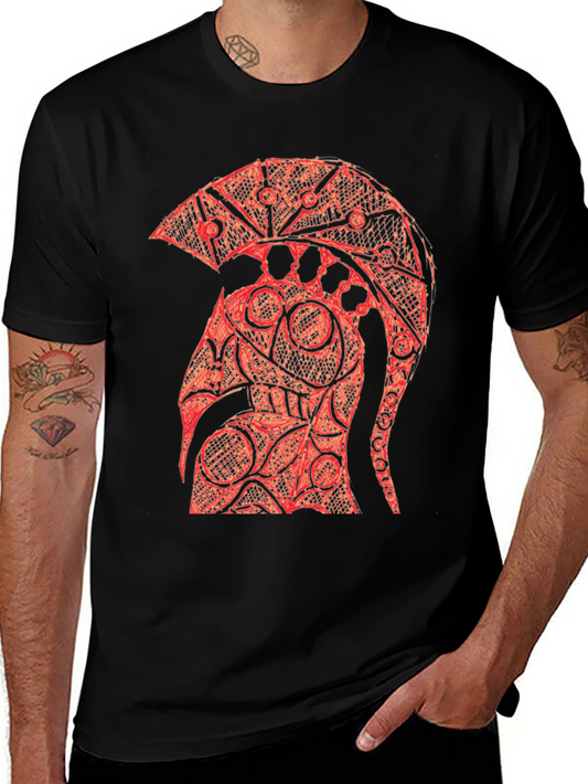 Spartan Helmet Graphic Tee - Bold Design Black T-Shirt